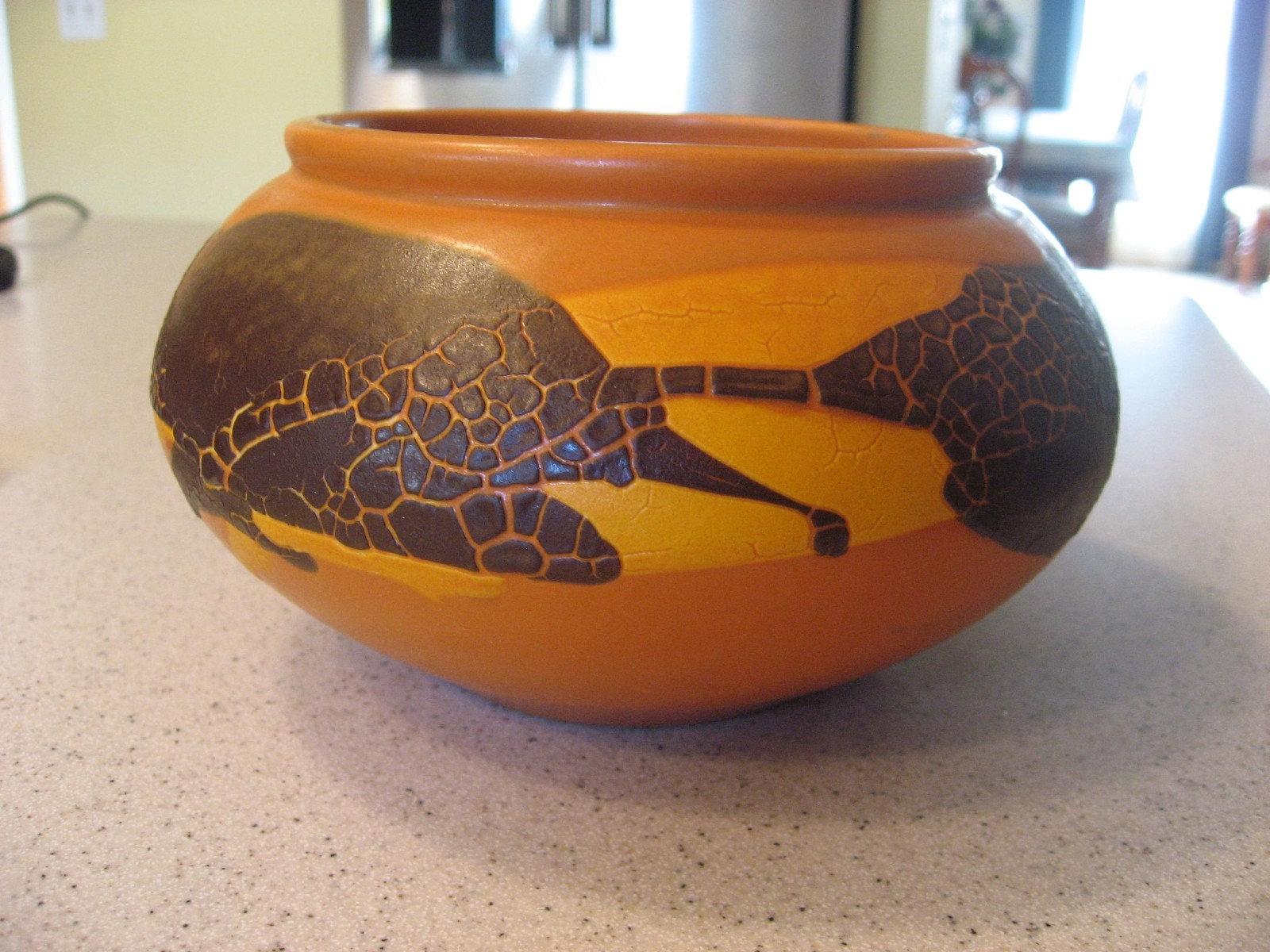Vintage Royal Haeger Sunset Orange Earth Wrap Pottery Vase Glazed about 6.5″D