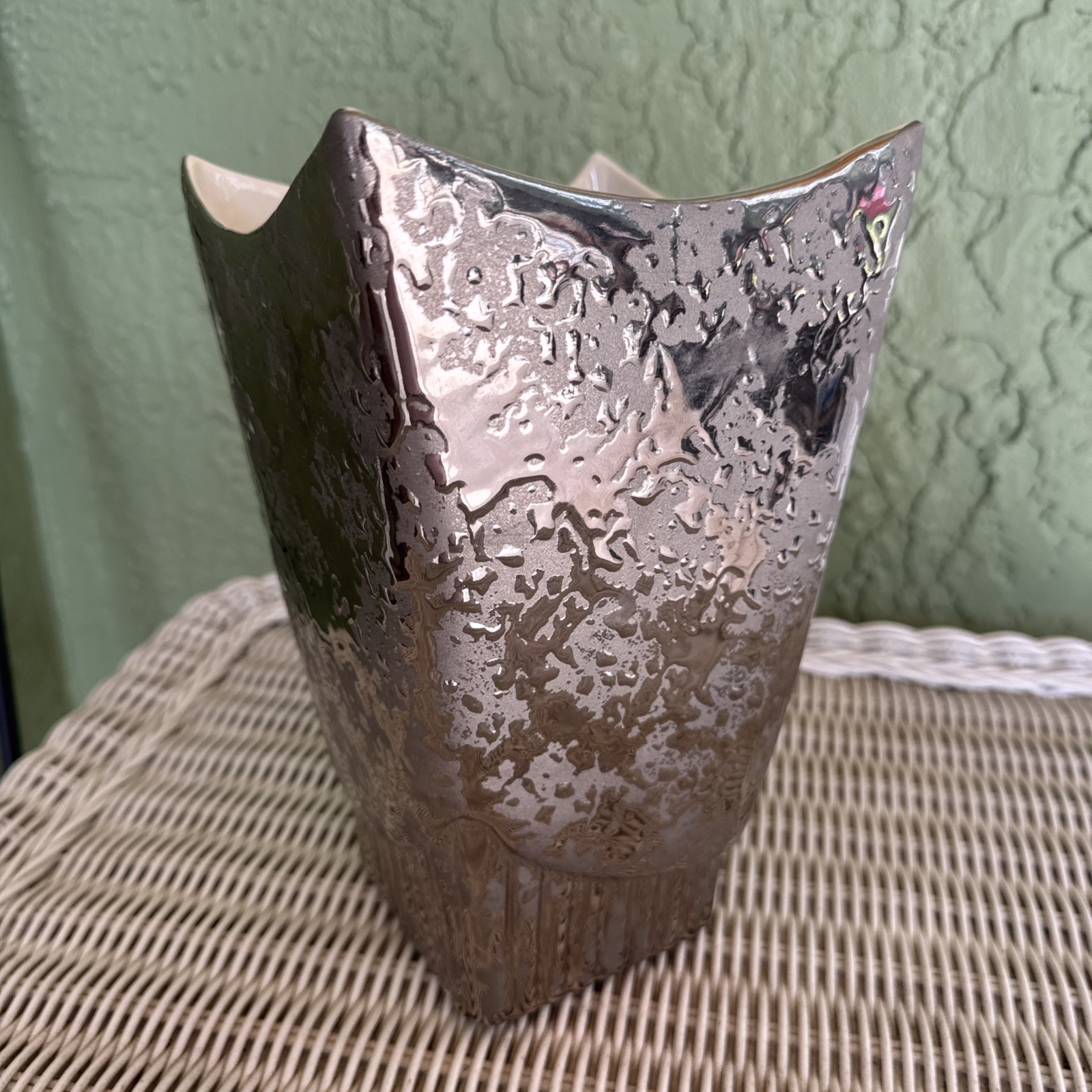STANFORD SEBRING silver Splatter Vase 9.5″ – Retro