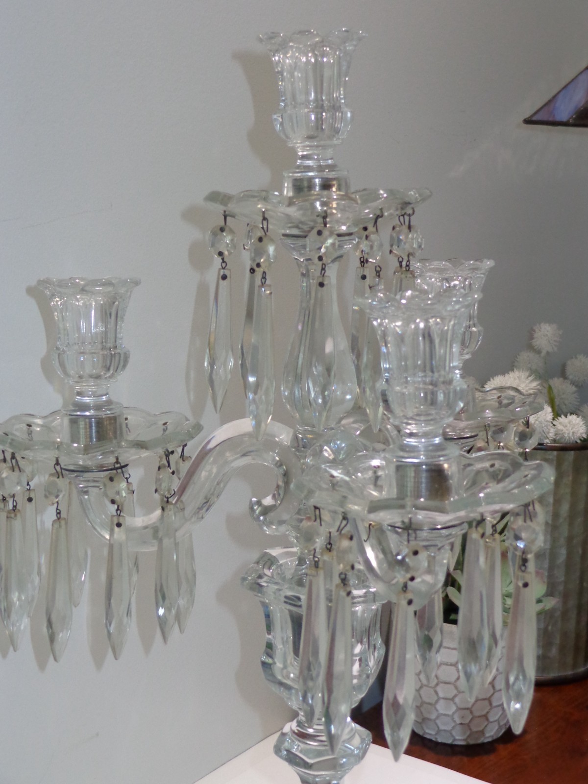 Vintage Heisey Elegant Glass OLD WILLIAMSBURG 4 Light Crystal Candelabra Candle