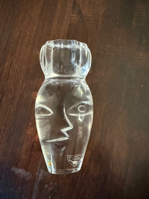 ORREFORS Solid Crystal “Sadeh” Egyptian Series Small Sculpture Martti Rytkonen