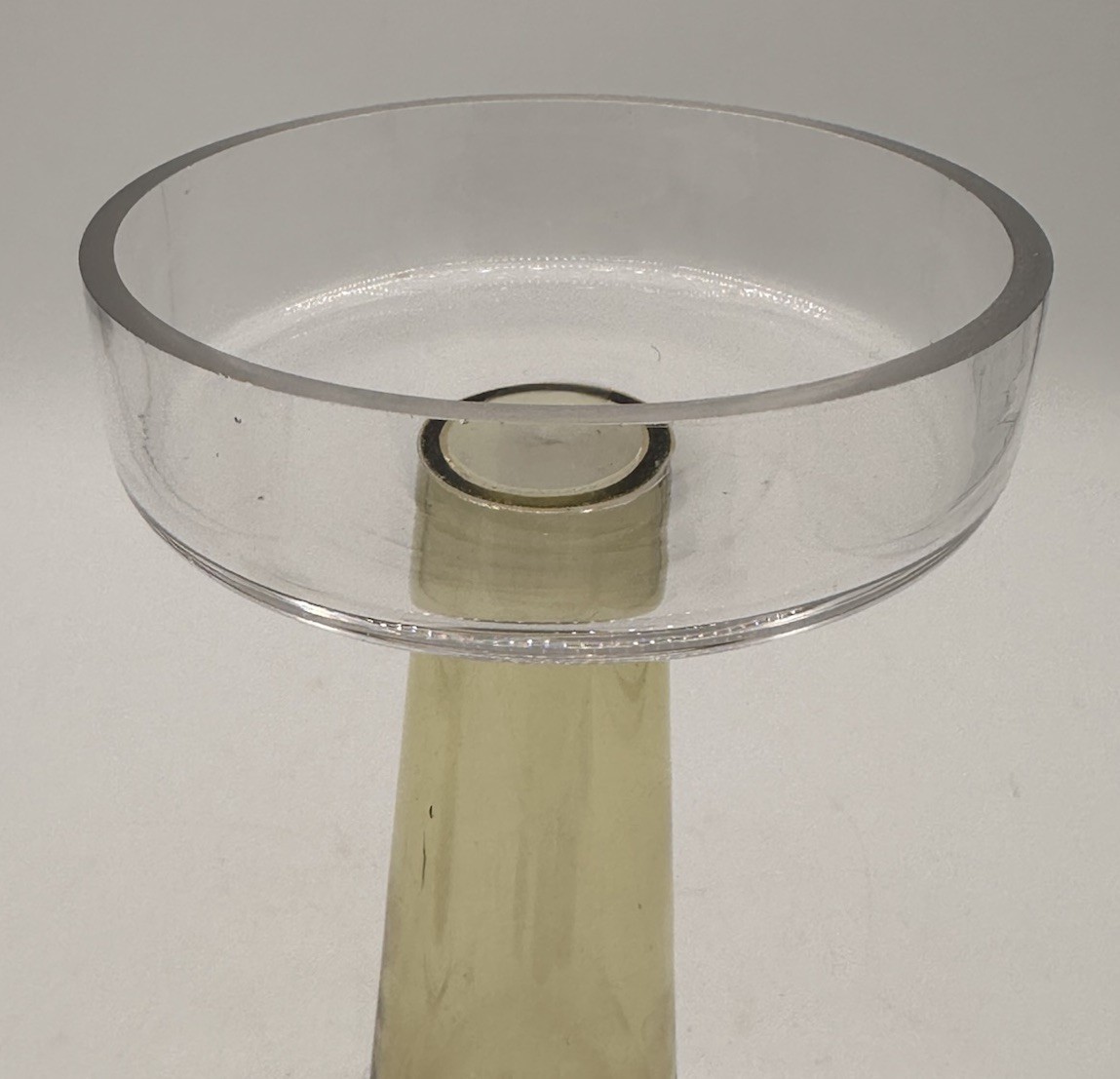 MCM Vintage DANSK ? Scandinavian Art Glass GREEN OMBRE Candleholders Read Please