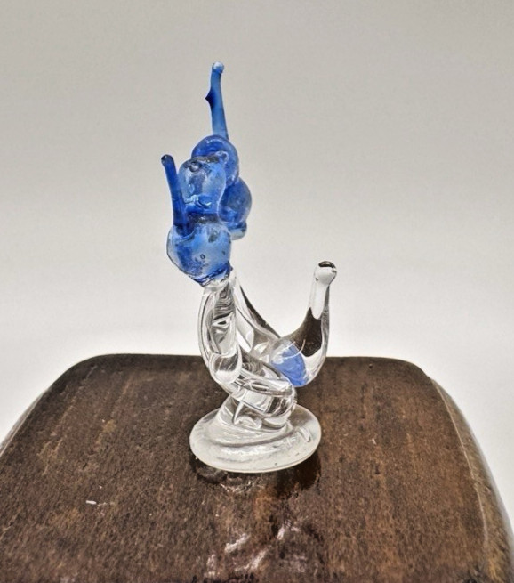 Vintage Art Glass Miniature Blue Birds and End Table