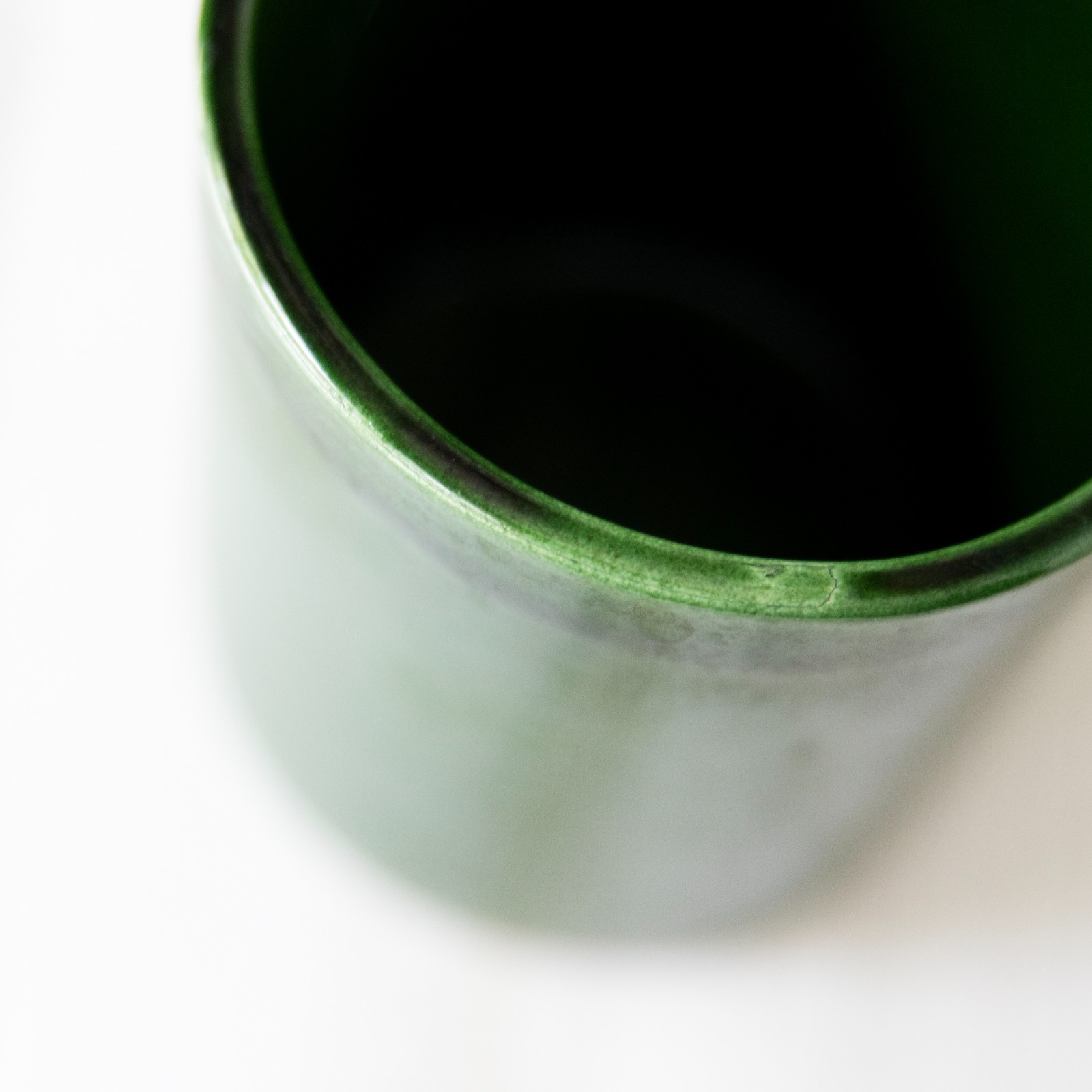 Bergs Pottery Green Glazed Round Planter Made In Italy 4.5 inches tall