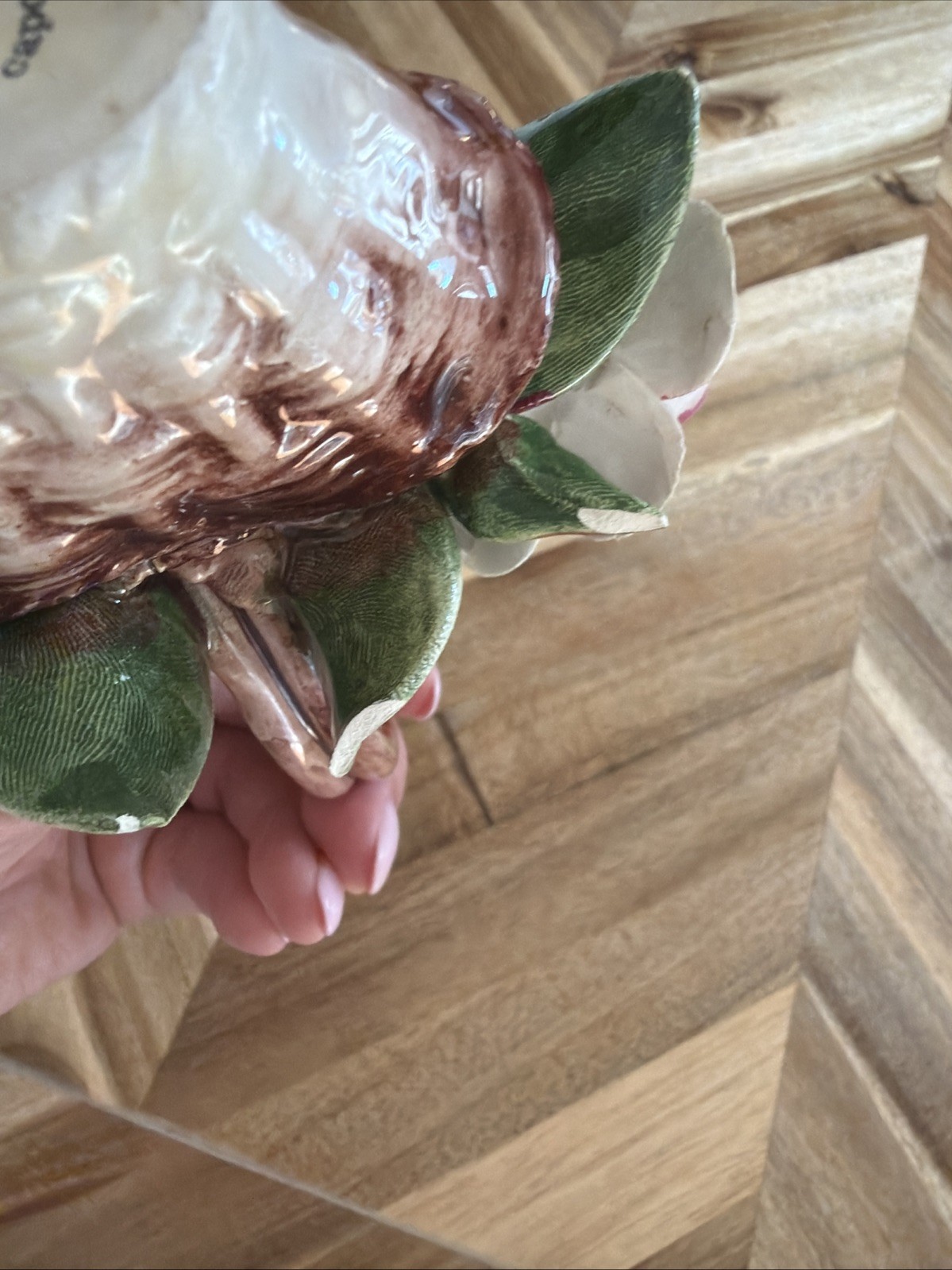 Capodimonte Vintage Flower Art Made In Italy Hand Painted Porcelain, A Few Chip