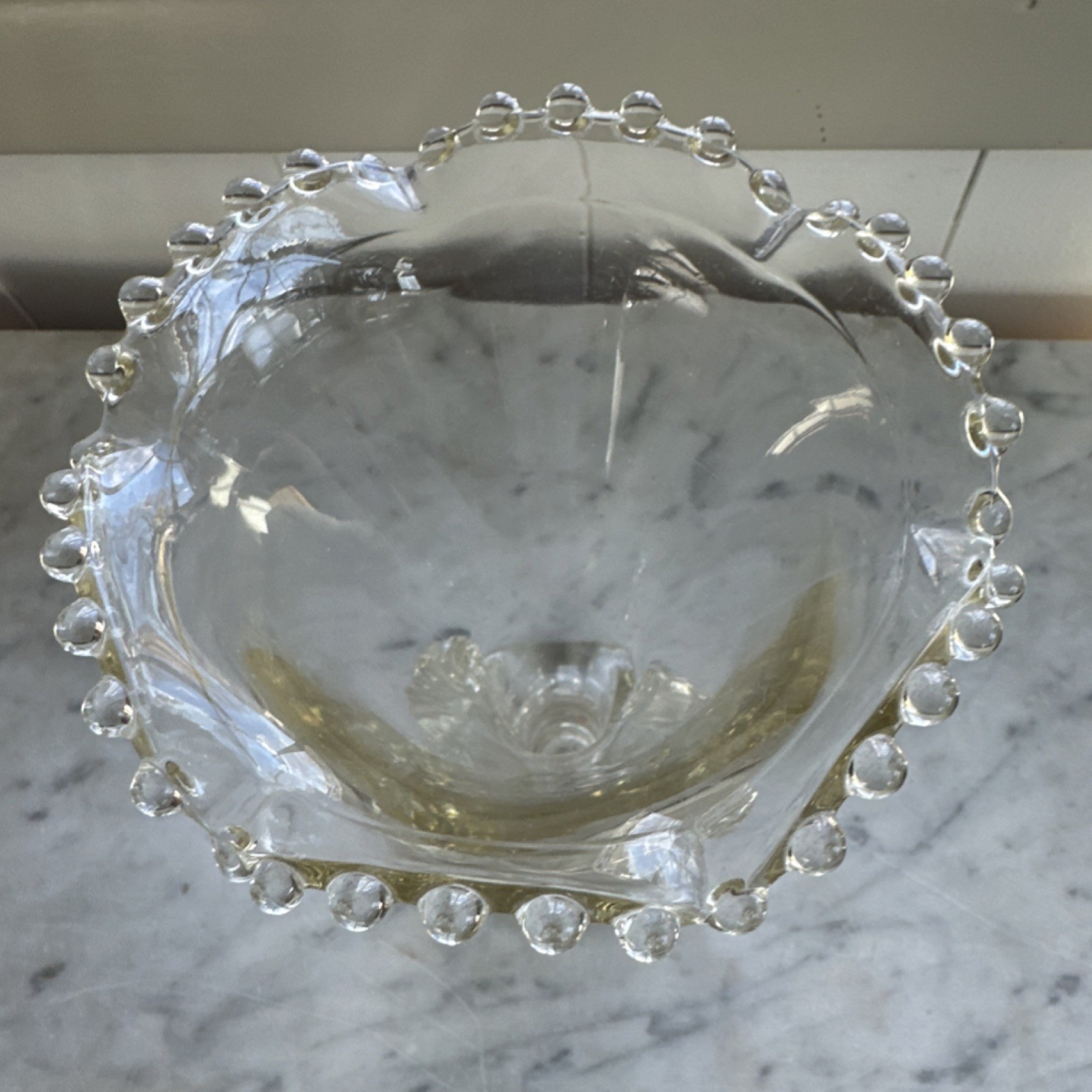 Imperial Glass Company Clear Glass Decorative Vase Beaded Edge Handles