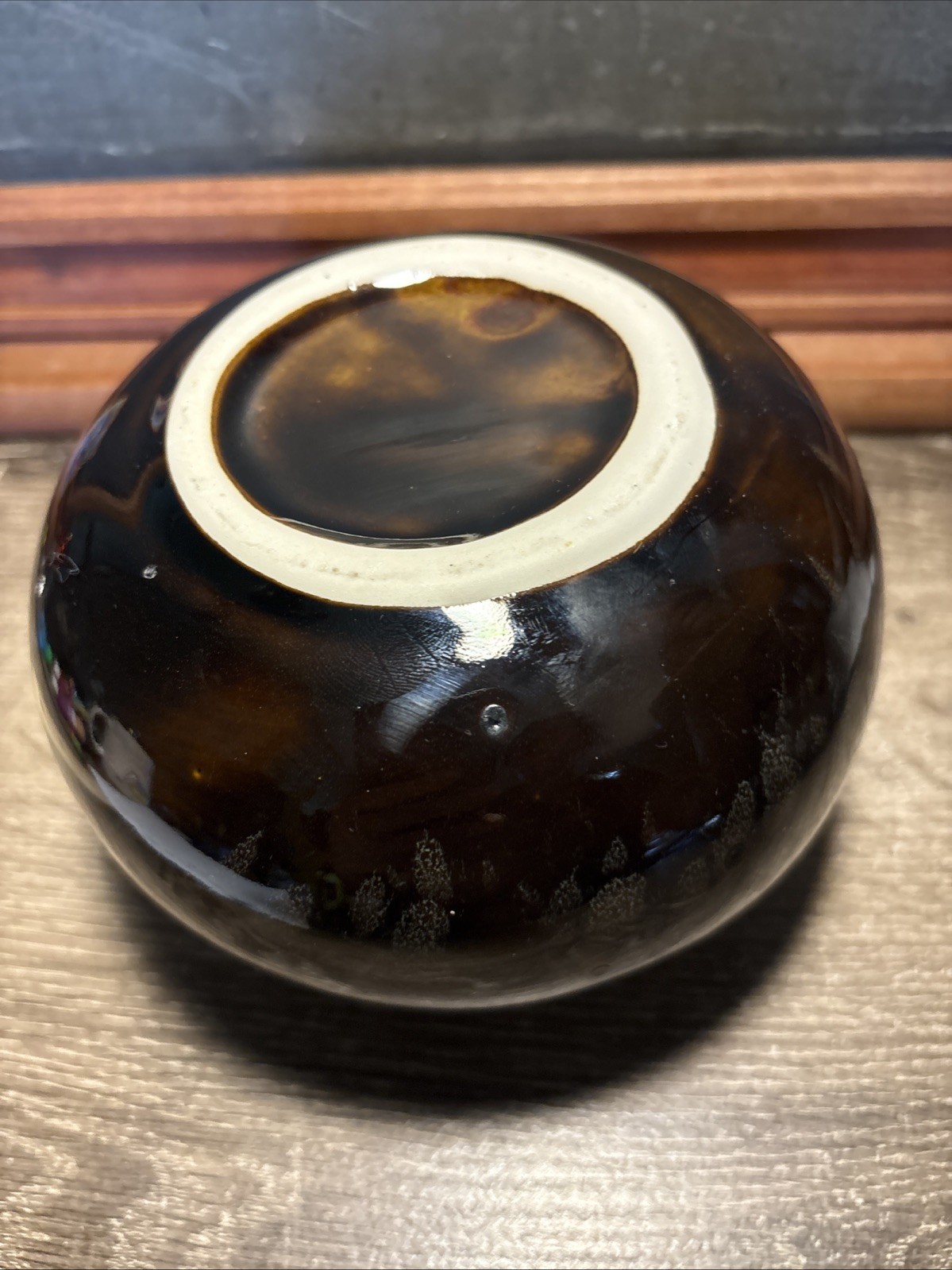 Vintage Bud Flower Ball Ceramic Vase Weed Pot Brown 4.5” T Retro Decor F2