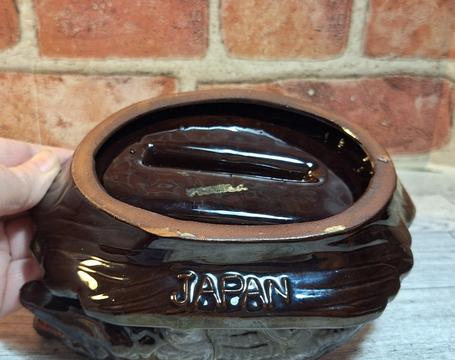 Crocodile Alligator Ashtray Stoneware Ceramic Glossy Brown Trinket Dish- Florida
