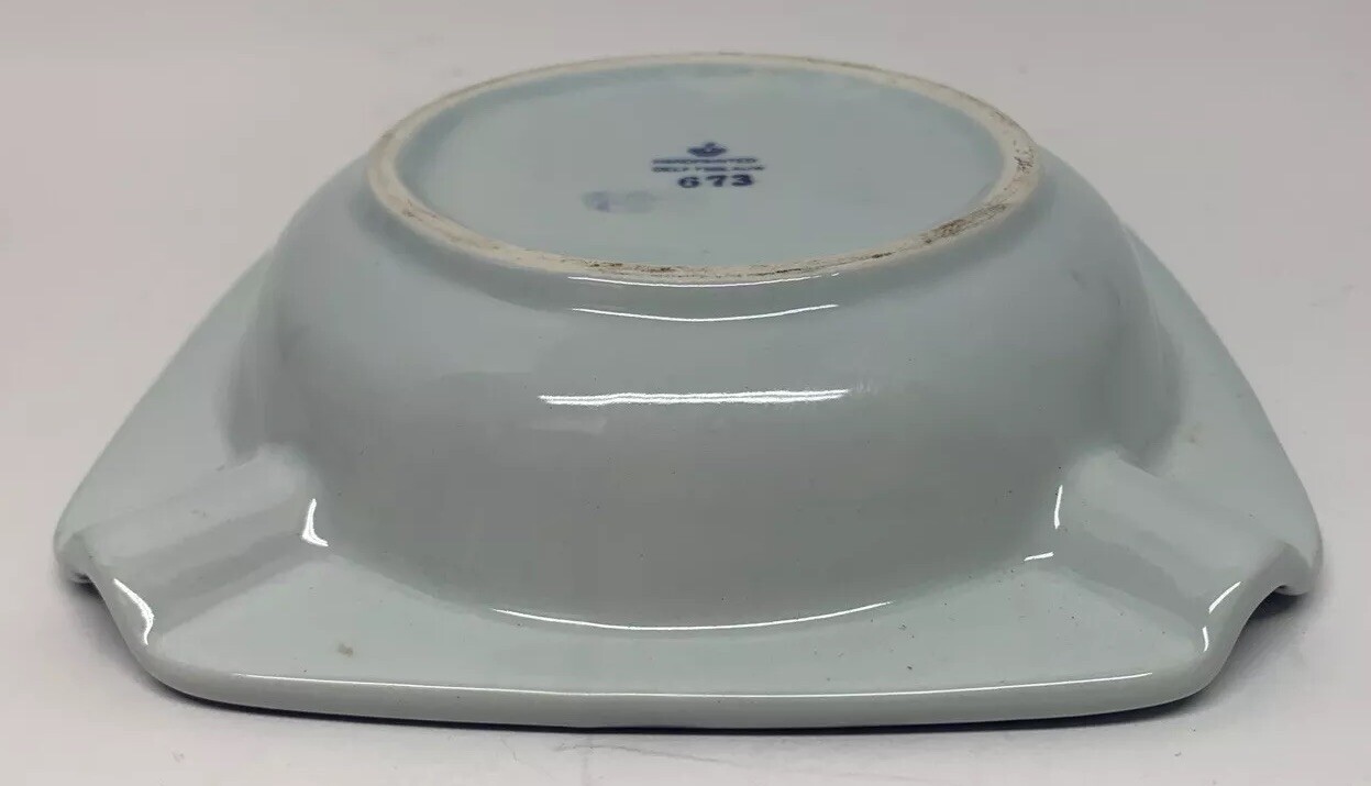 VTG 5.25” X 5.25” Delft Blue Windmill Blue White Hand Painted Ash Tray # 673