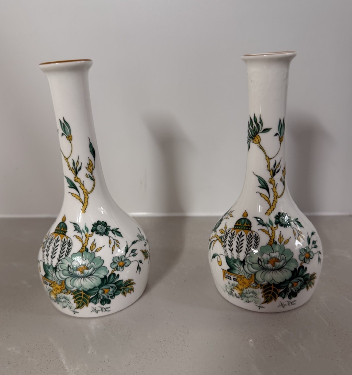 Crown Staffordshire Kowloon Fine Bone China Bud Vase England Floral – Set Of 2