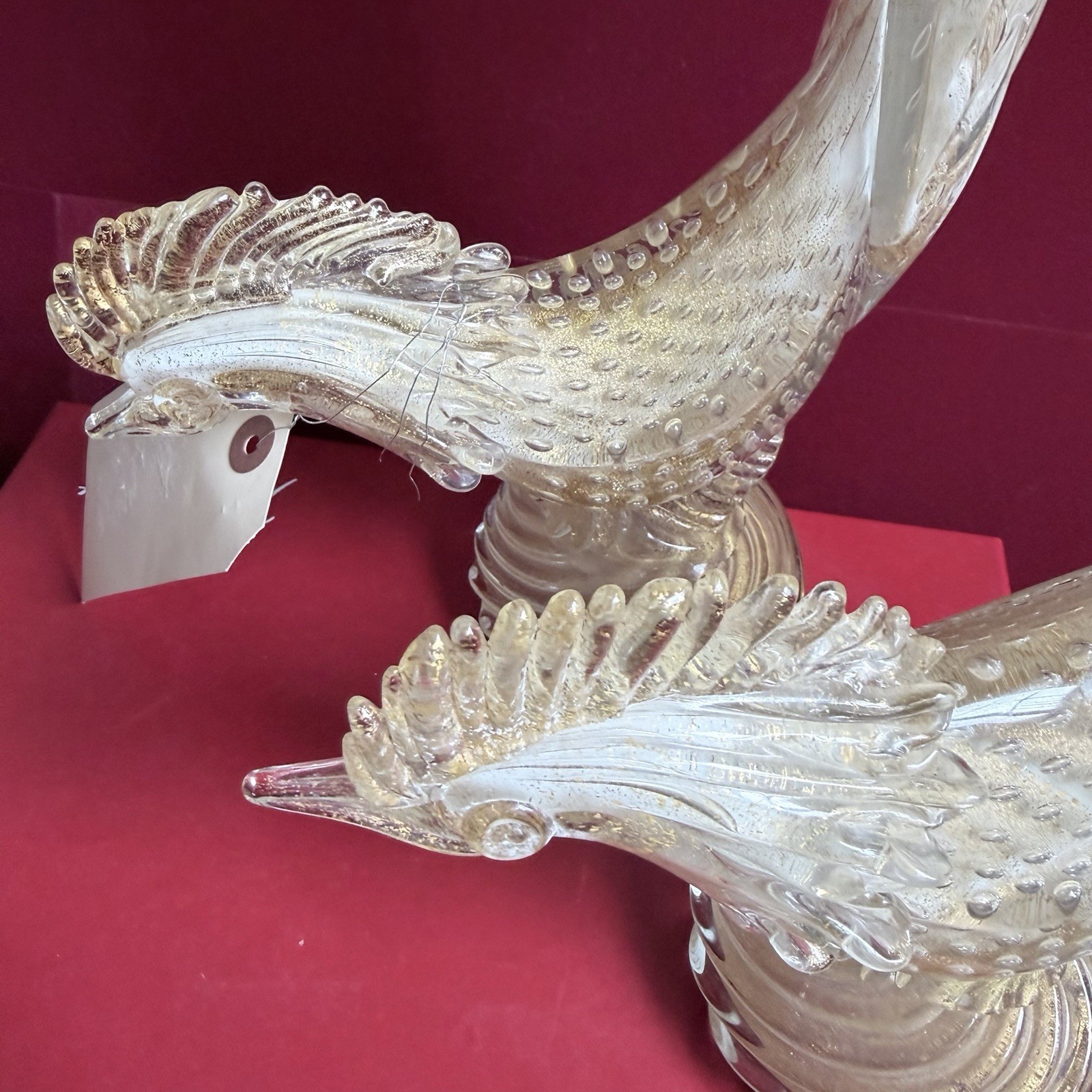 Rare Large 16” Vintage 1950’s Archimede Seguso Gold Murano Glass Pheasant Birds