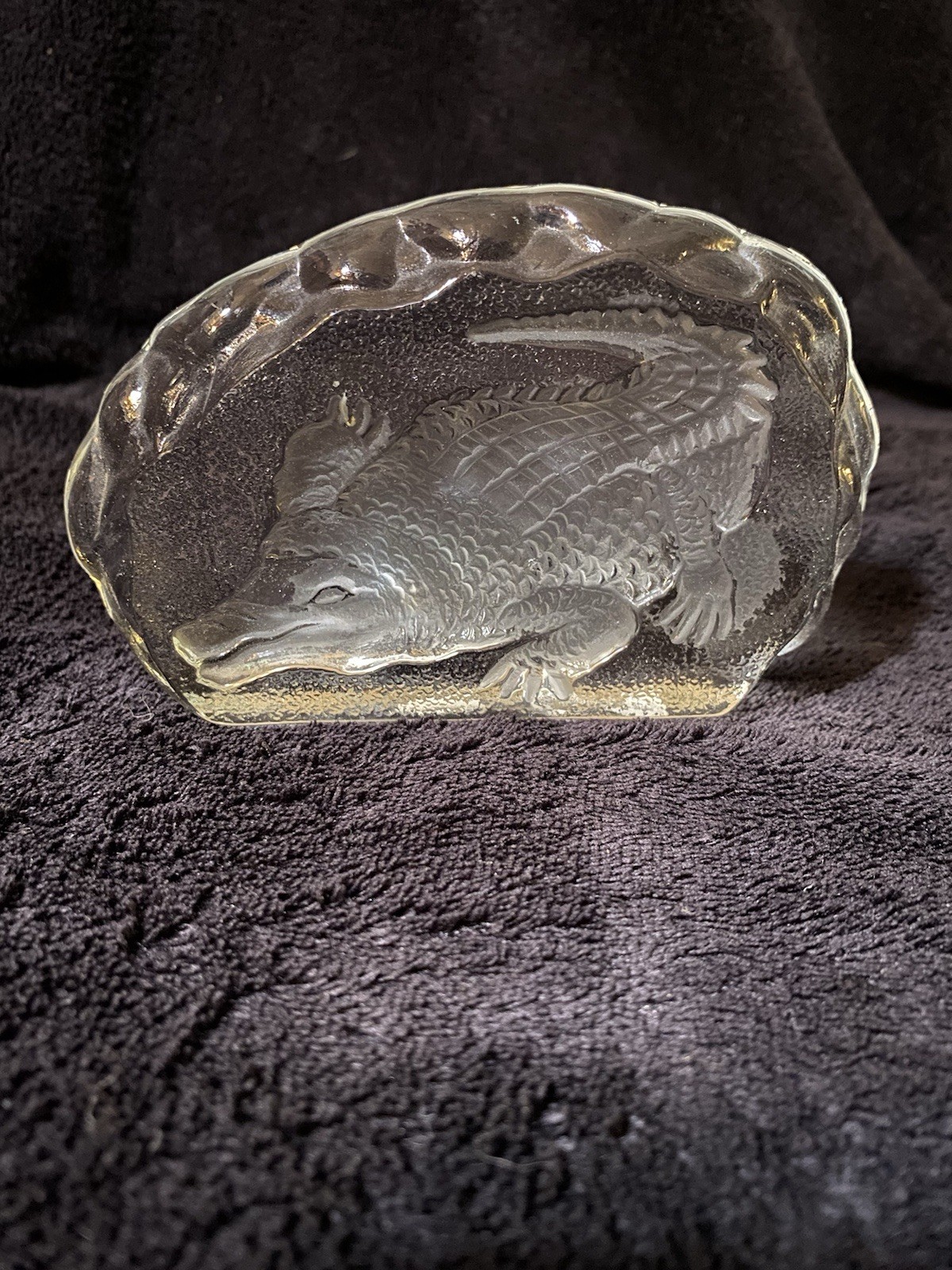 Croc/gator Green Glass Paperweight