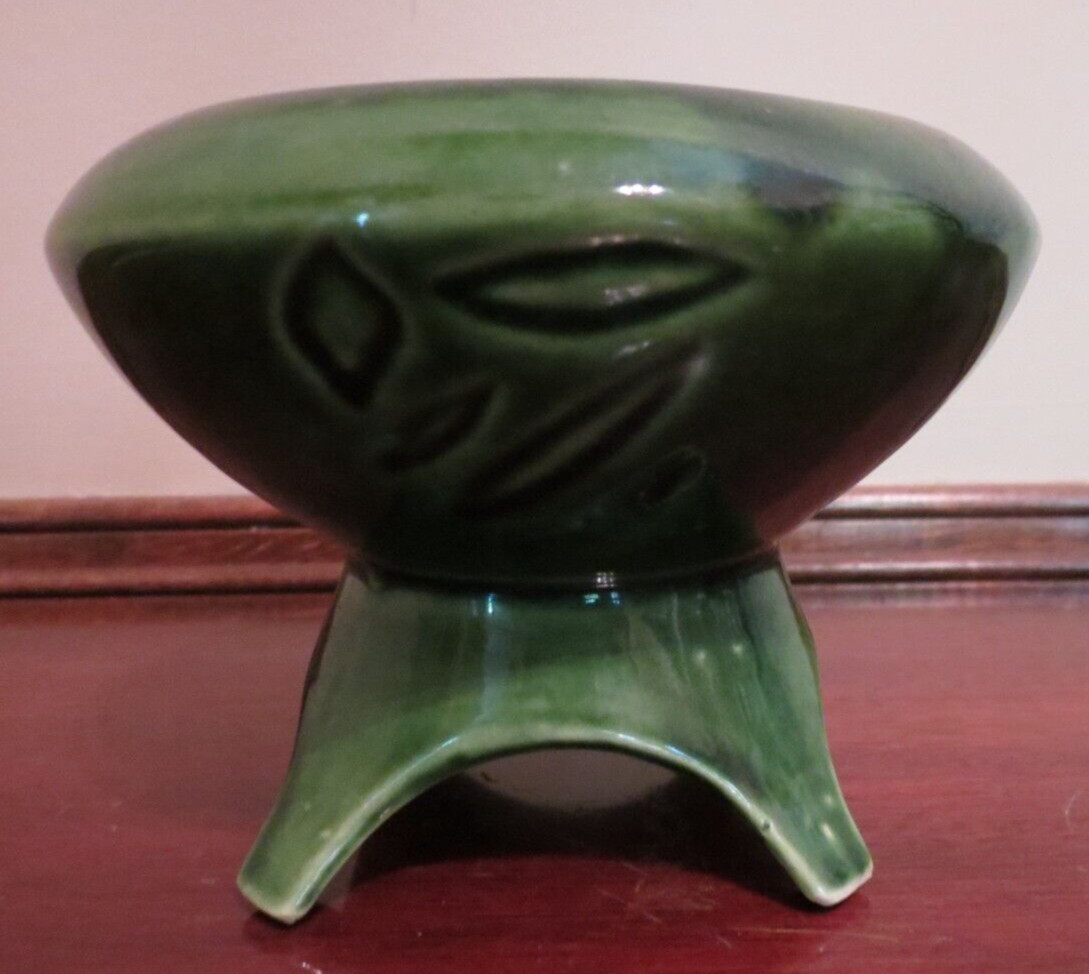 Succulent Cactus Footed Planter Vintage Cookson Pottery Green CP 237 USA Retro