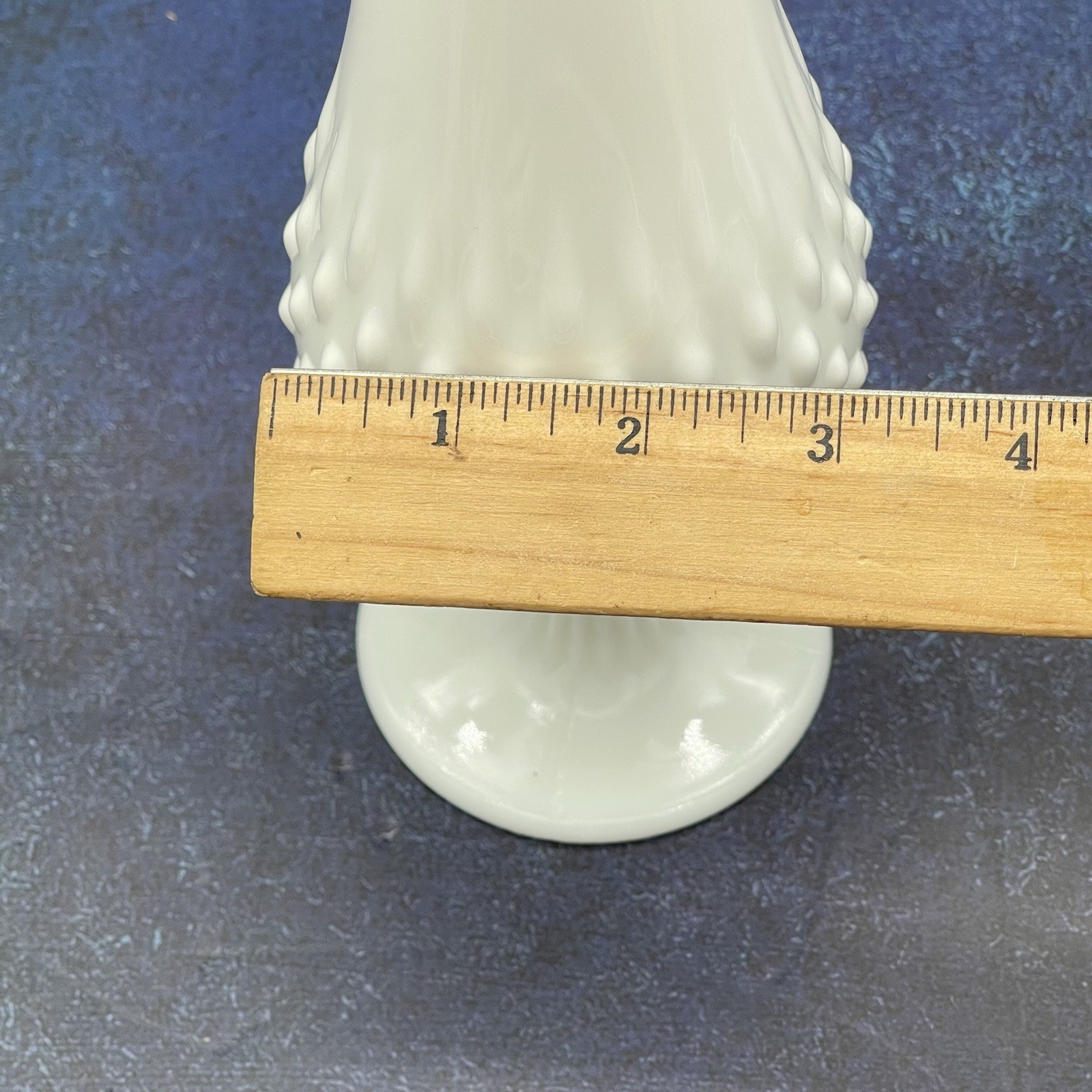 Fenton 15.75” Vintage White Milk Glass Vase Hobnail Swung MCM Signed