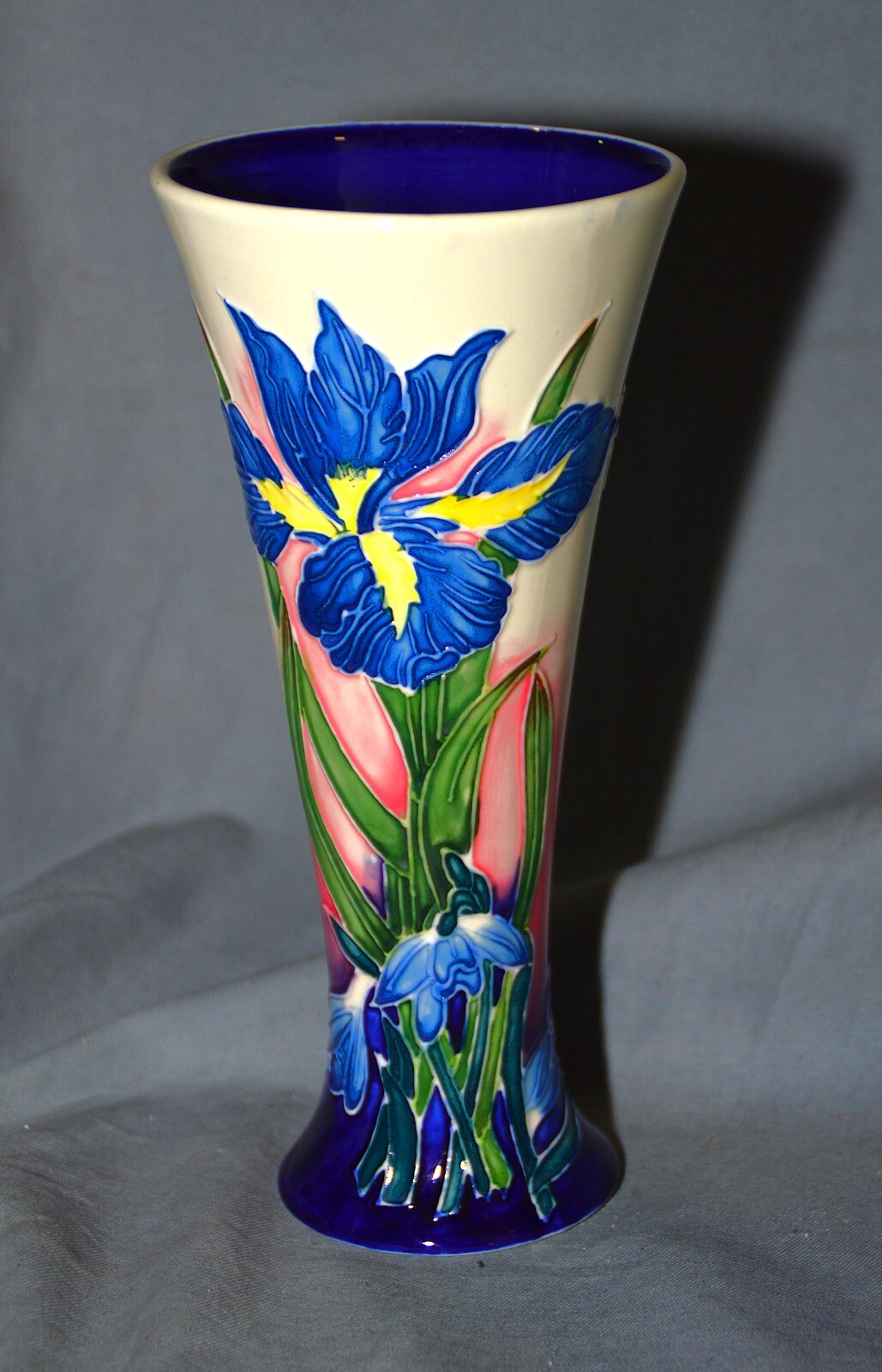 Ceramic Vase, Blue Iris, Old Tupton Ware, England, 20.5 Cm