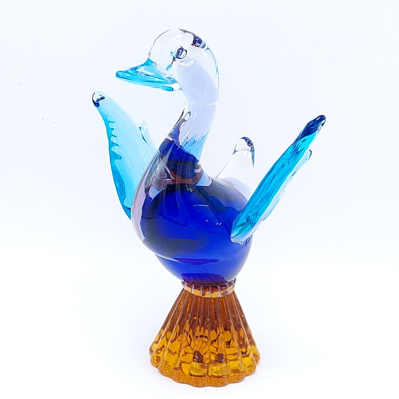 Vintage Blown Glass Bird Figurine 9″ Tall Open Wings Colorful Heavy 2 lb 5 oz