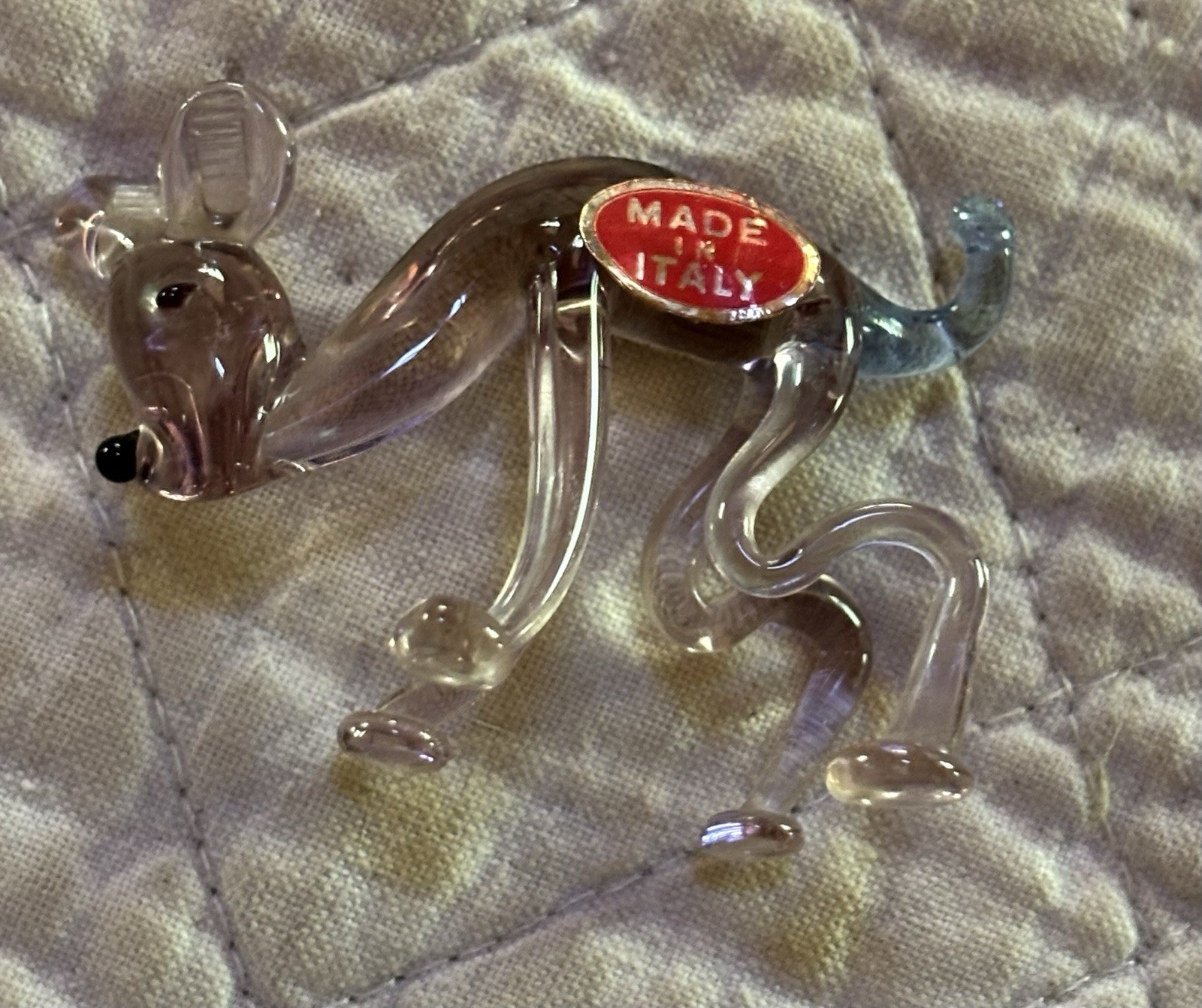 VTG Lot of 2 Murano Style Hand Blown Art Glass Kangaroo & Bird Figurine/Trinkets