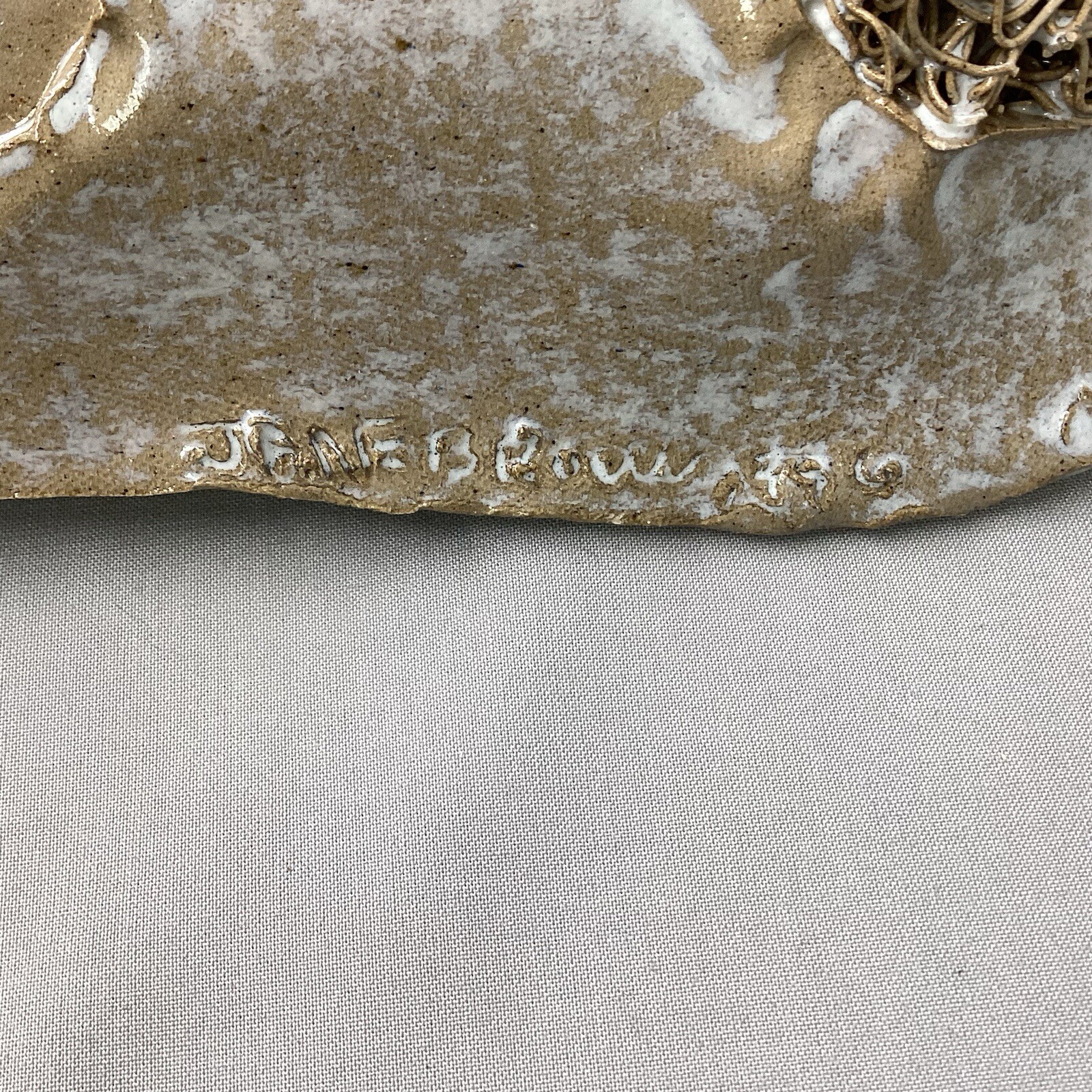 1996 Jane Brown Pottery Angel Spaghetti Hair 9.25 in Tall
