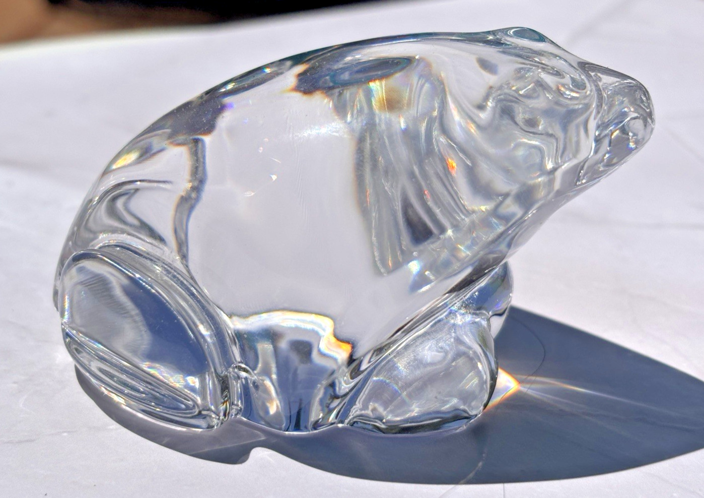 Crystal Art Glass Frog Figurine Paperweight Metro Museum of Art New York VTG