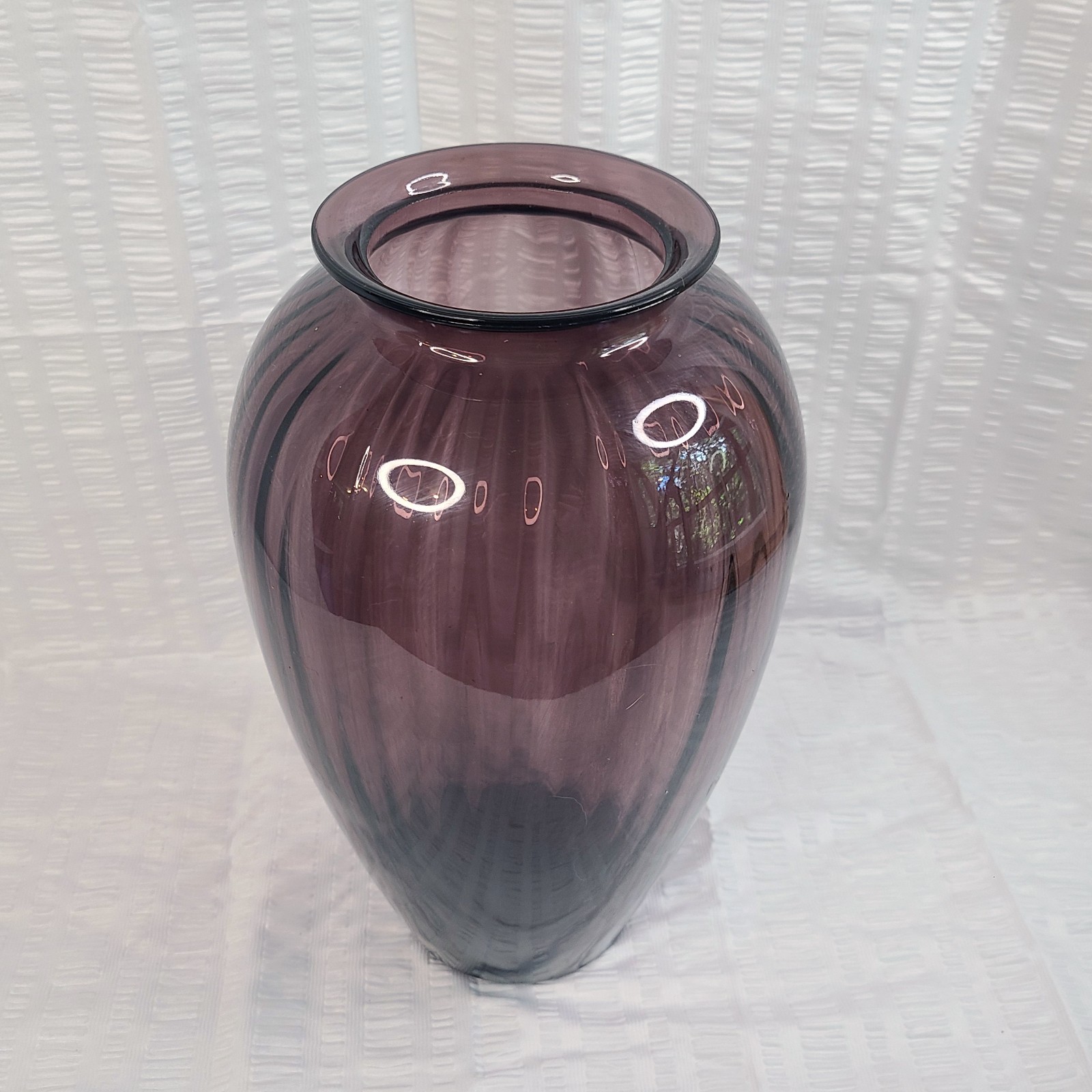 Vintage Anchor Hocking Amethyst Plum Purple Optic Rib 12.5″ Vase FREE SHIP