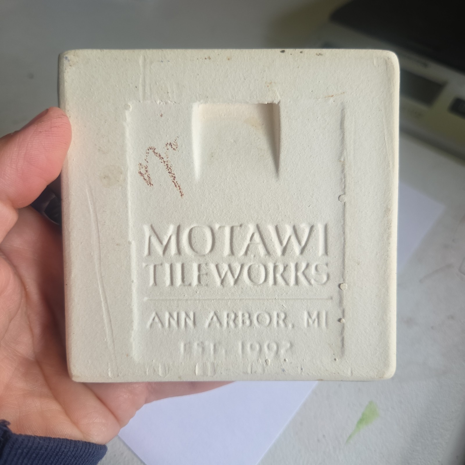 Motawi Tileworks Ann Arbor MI Arts & Crafts Pottery Floral 4×4 Tile Art Lady Bug
