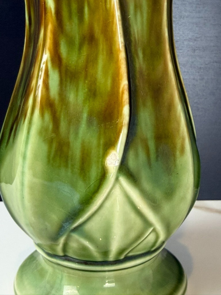 Vintage Camark Pottery Green & Brown Tulip Vase