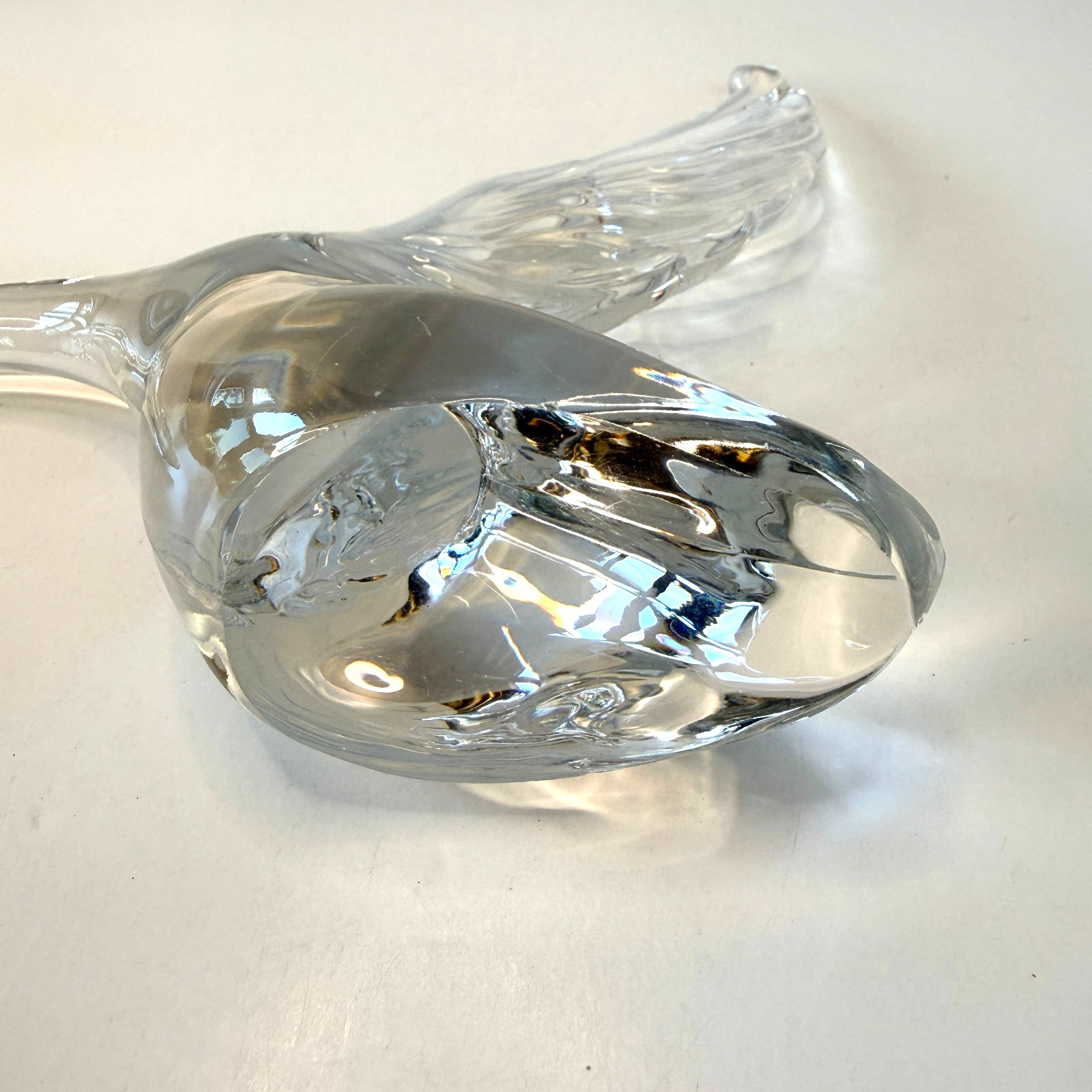 💠 Heisey Crystal Glass Goose Figurine Wings Half Raised Clear Elegant Bird VTG