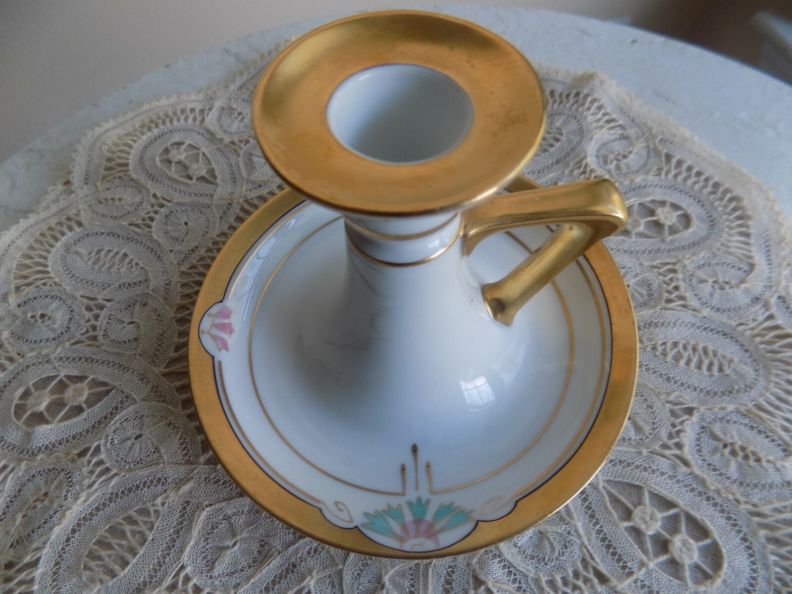 Antique Pickard Hand painted Candle Holder Art Deco