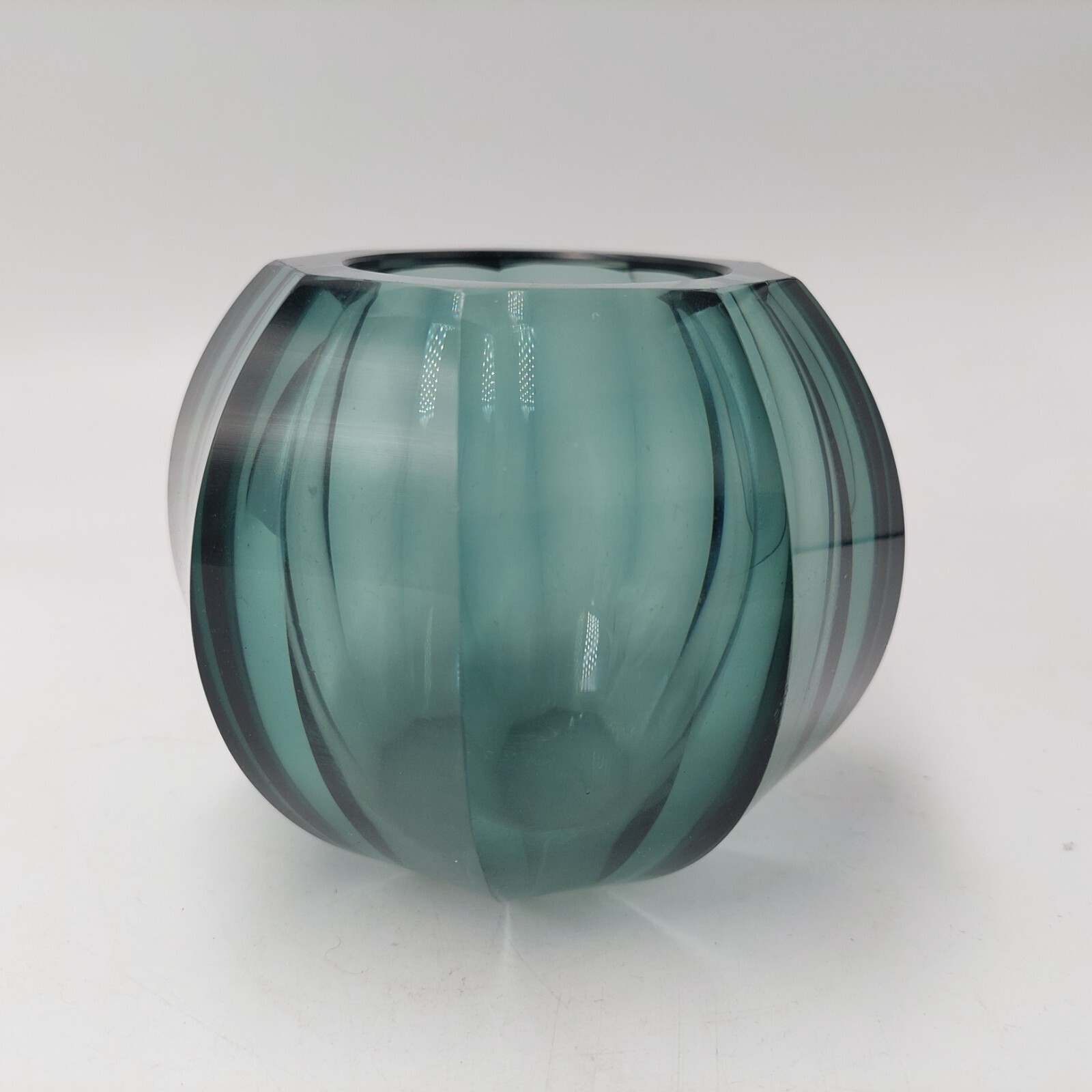 Moser Hoffmann Art Deco Cut Glass Faceted Czech Bohemian Smoke Gray Vase