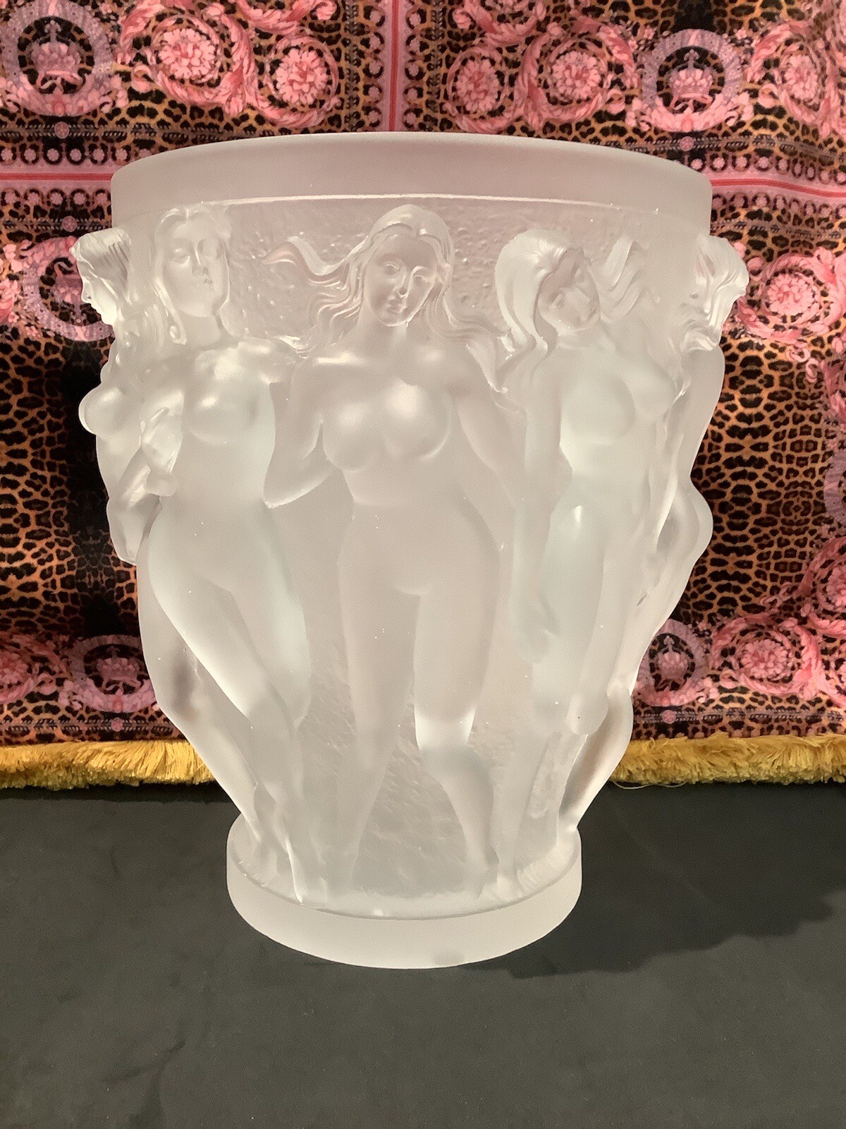 Xl Bacchantes Nude Clear Ladies Crystal Vase H10” Heavy 11llb Maker Unknown