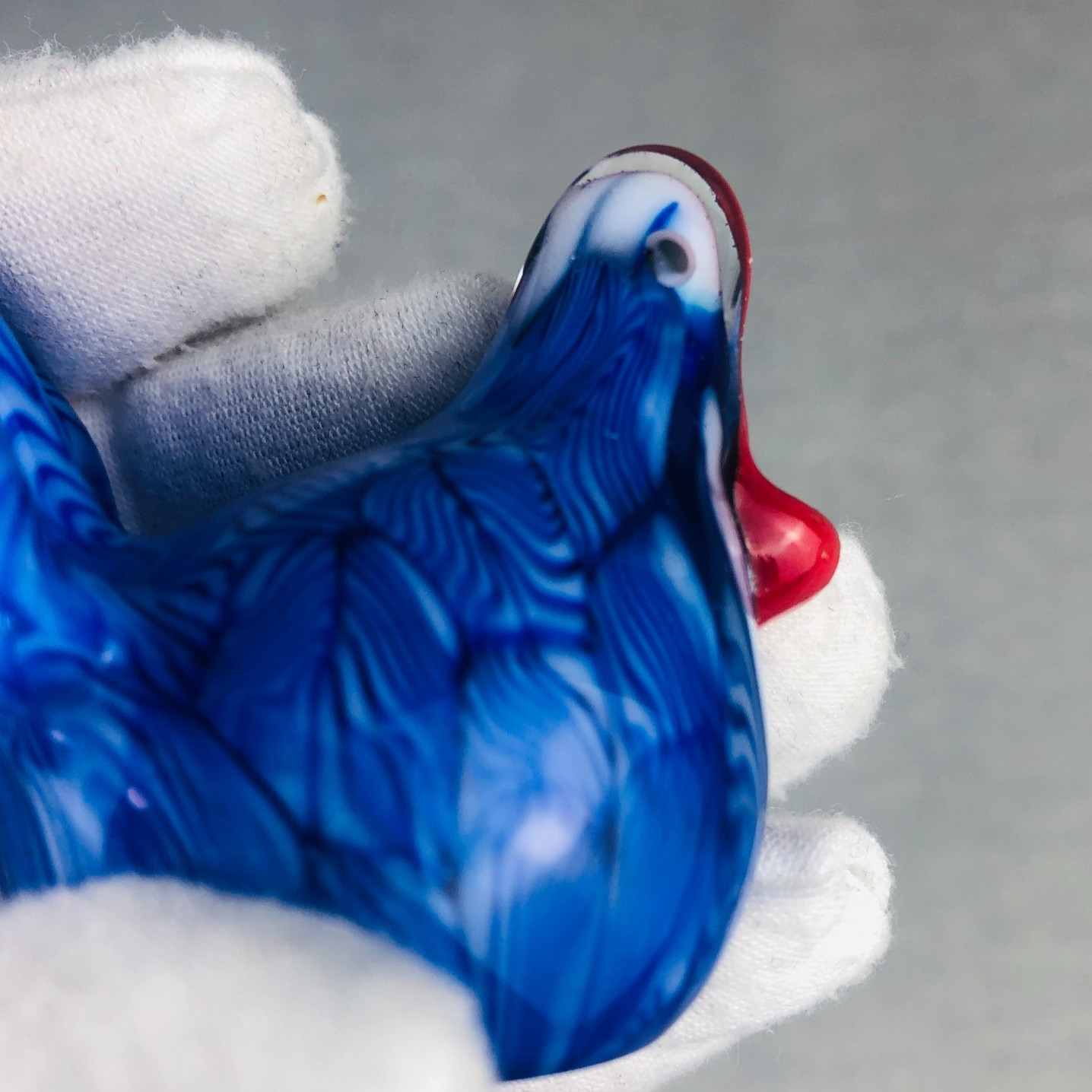 Art Glass Rooster or Turkey Figurine Handmade Murano vs Lampwork Mini 2″ Blue