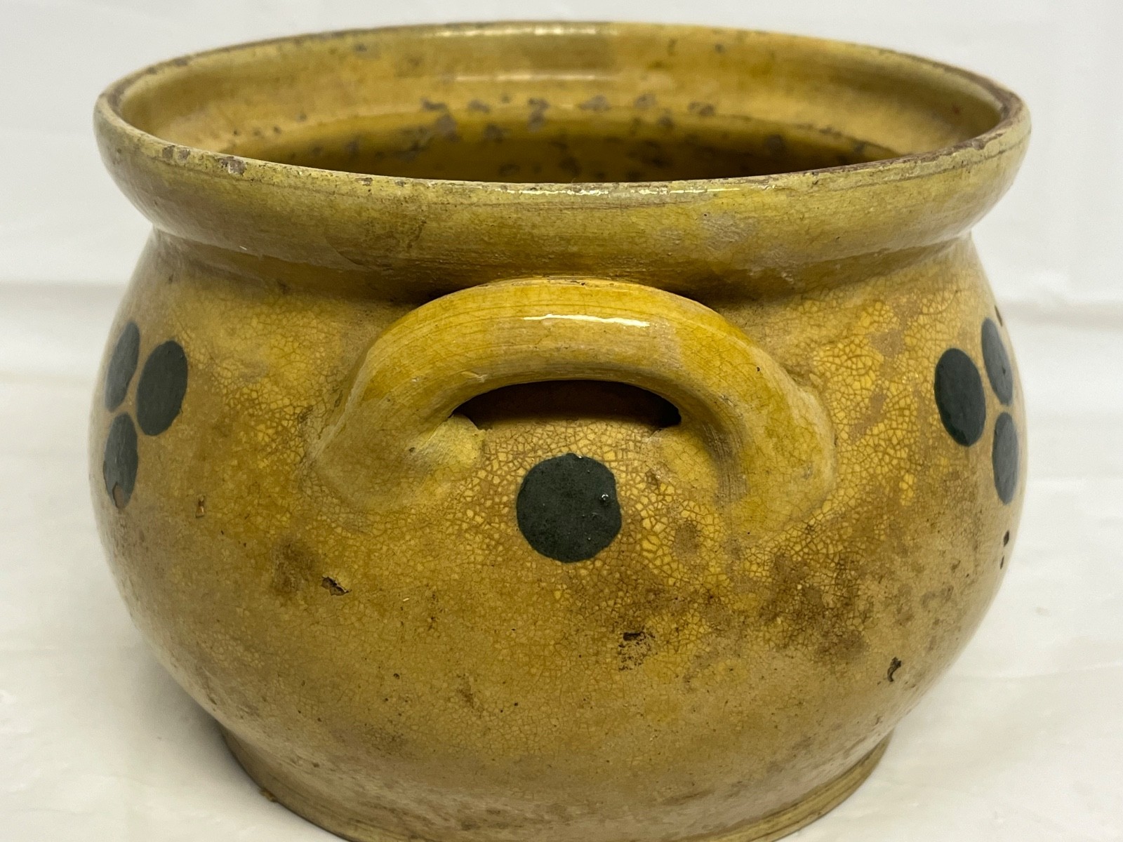 Antique French Alpine Savoie Savoy / Alsace Pottery Decorated 7” Planter Bowl