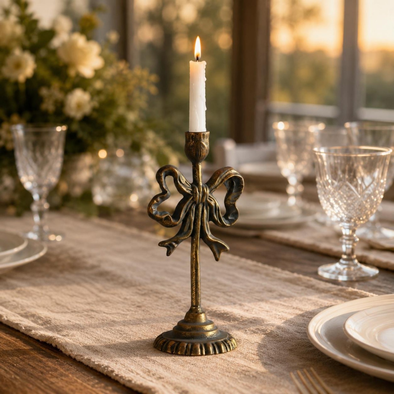 Arch-Shaped Candle Holder Fluted Base Wrought Iron Candle Holder Tall Slender