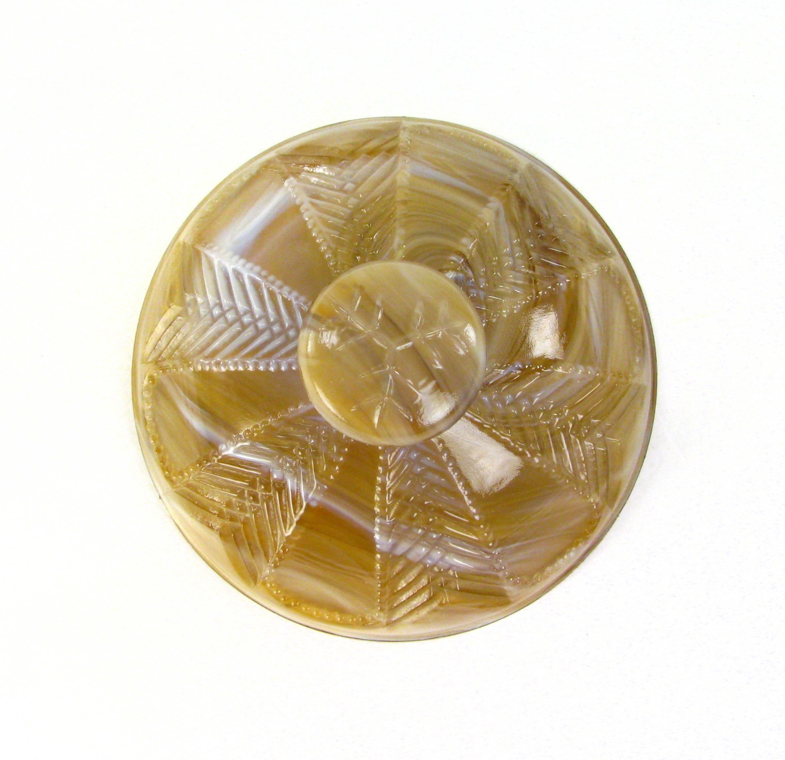 Imperial Glass Caramel Slag Chevron Covered Dish – Made 1974-76