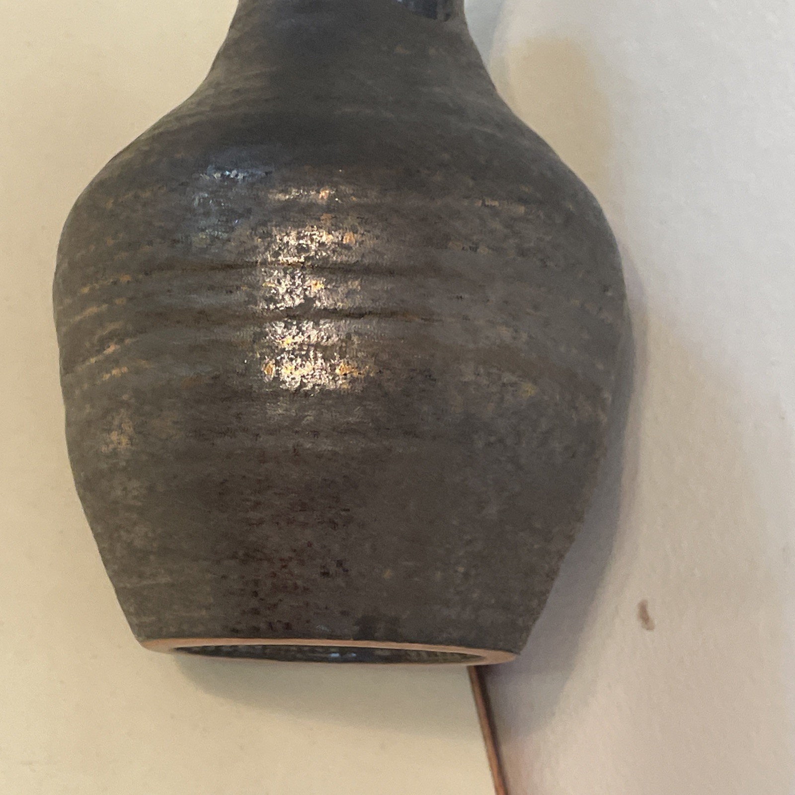 Studio Modern Art Pottery 6.5” Tall Charcoal Vase with Shimmering Glaze-EUC