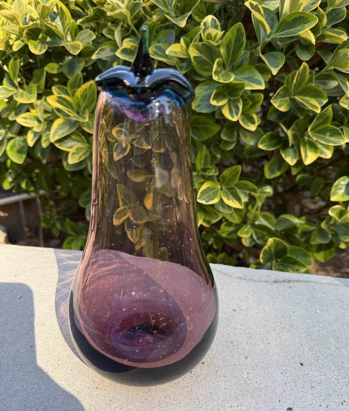 Blenko handblown art glass eggplant sculpture