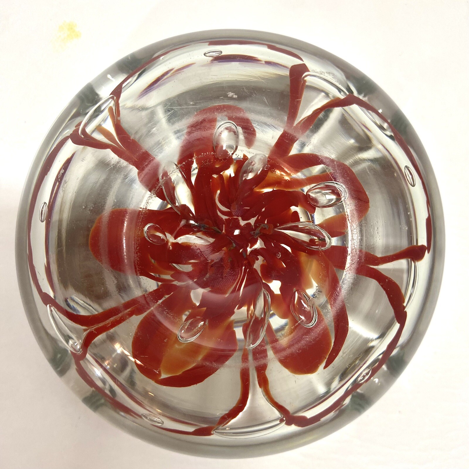 Vtg Murano Cigarette Cigar Ashtray Pipe Bowl Trinket Dish Red Swirl Art Glass