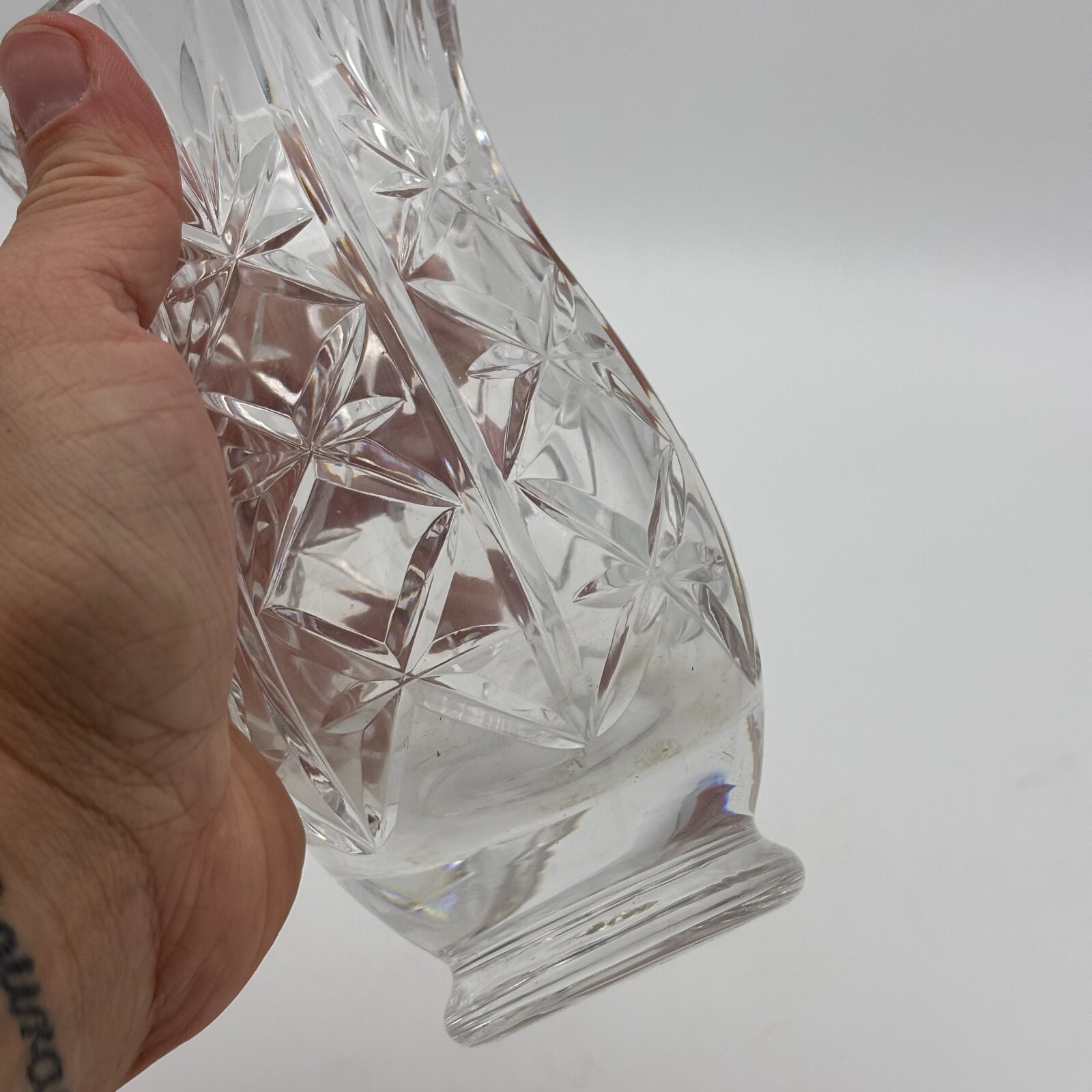 Vintage Leaded Crystal Vase Clear Glass Short Small Flower Container Approx. 6″