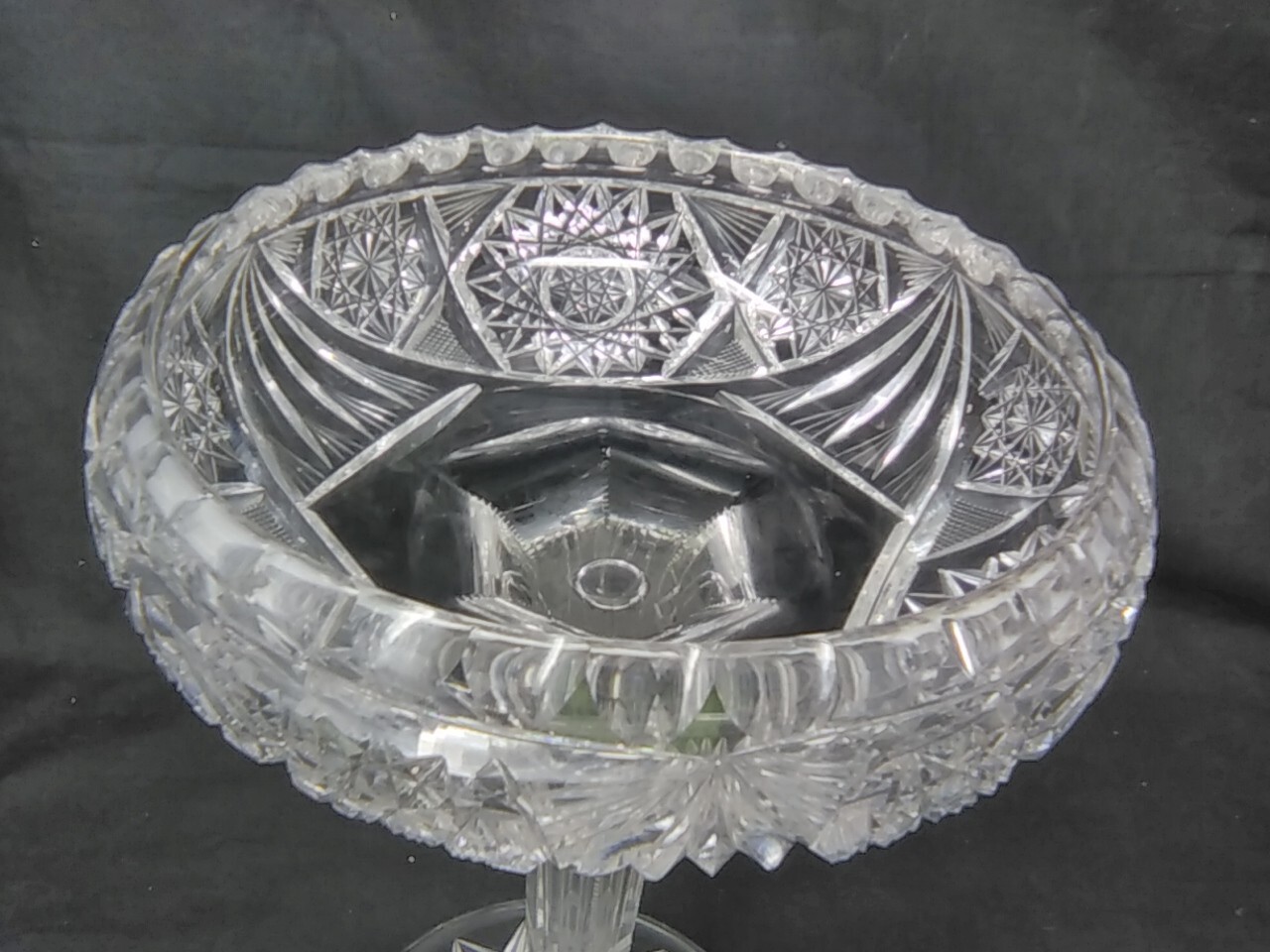 Fry Lyton ABP Notched Stem Cut Glass Compote American Brilliant Period 1900’s
