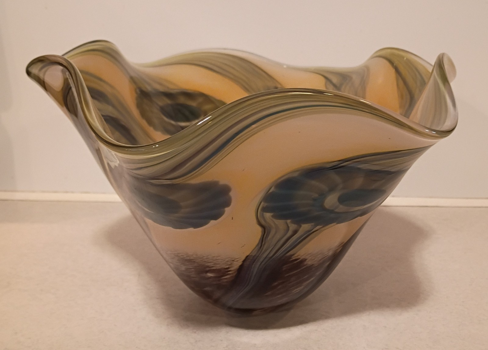 Large 2009 Signed Robert Eickholt Sea Flowers Art Glass Vase