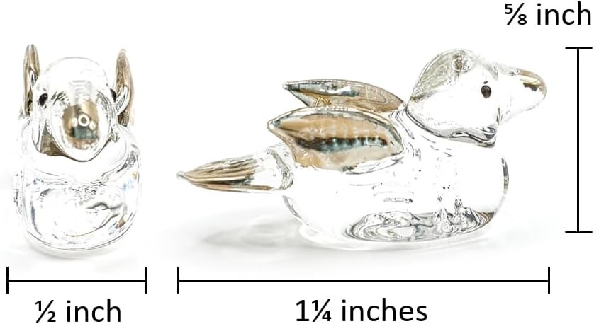 1¼”L Clear Baby Duck Glass Bird Figurine Miniature Crystal Farm Animal Dollhouse