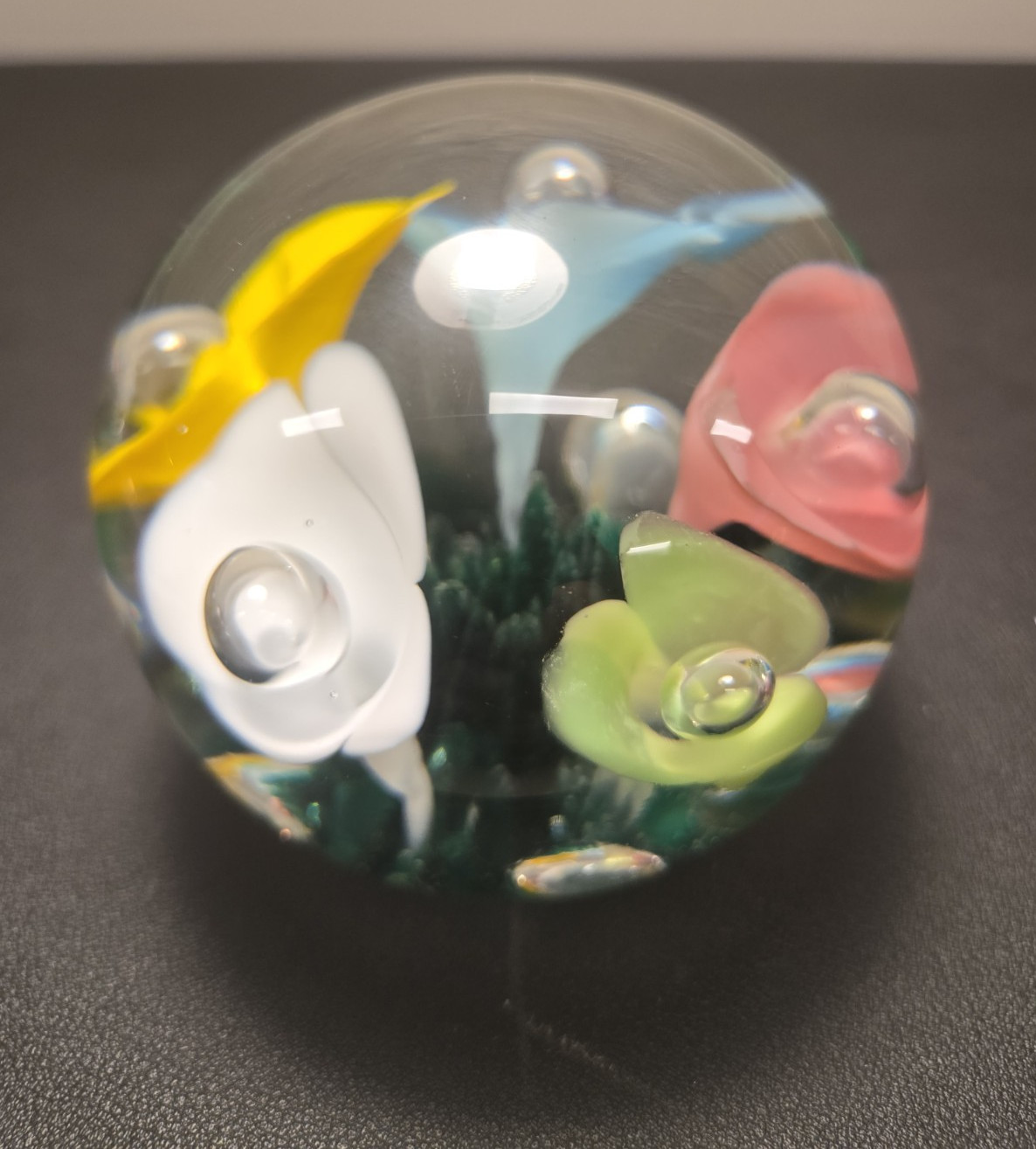 St Clair-Glass Paperweight flowers