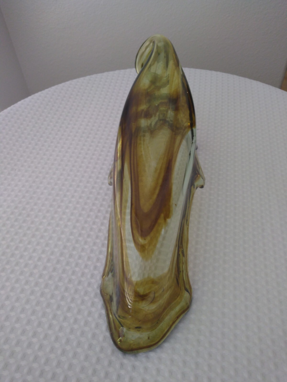 Vintage 70’s Handblown Art Glass Vase, Candy Dish Home Decor – 15.25′ Long