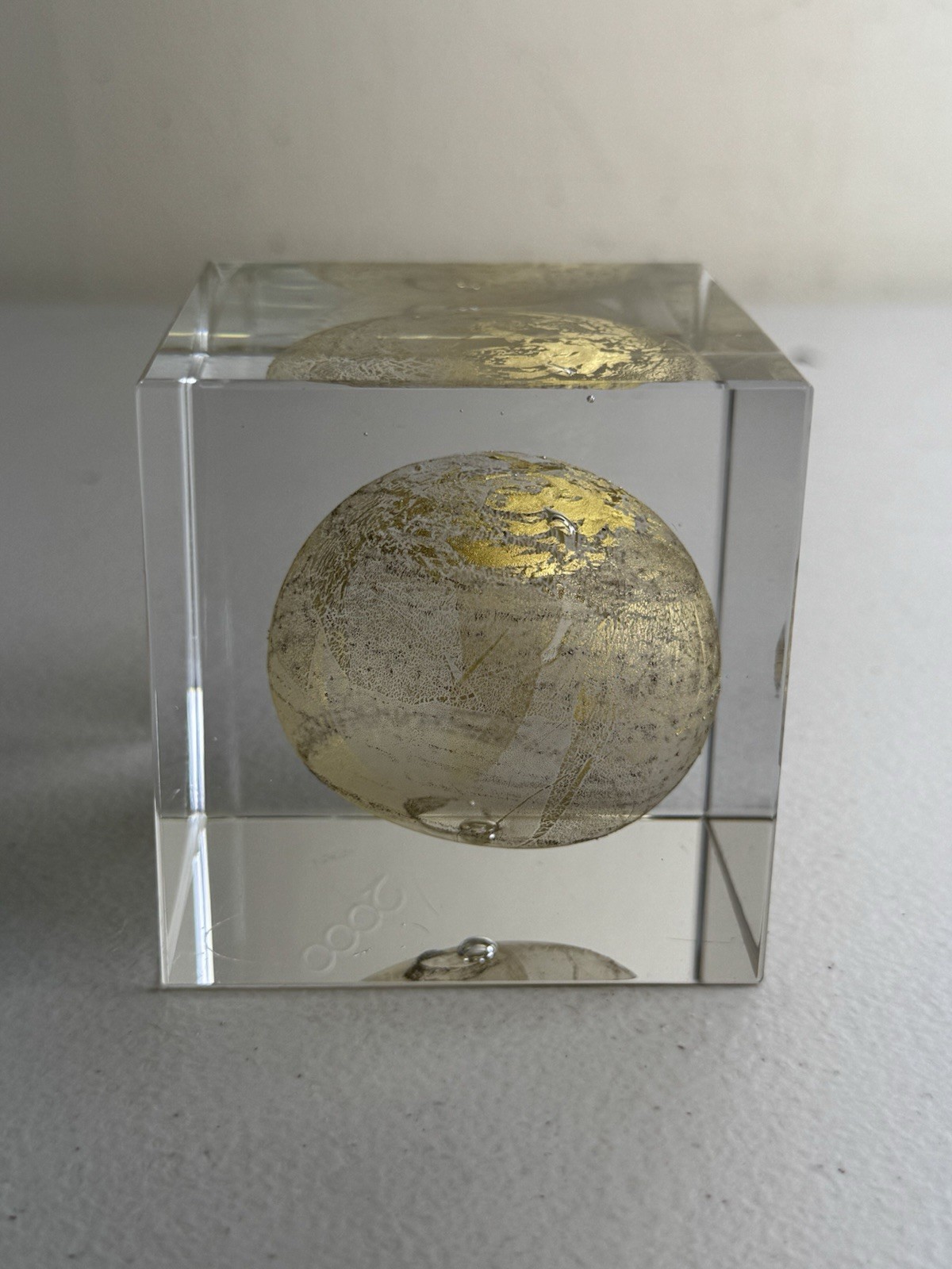 Paperweight Art Glass Sculpture Gold Globe Paperweight Torben Jorgensen Signed