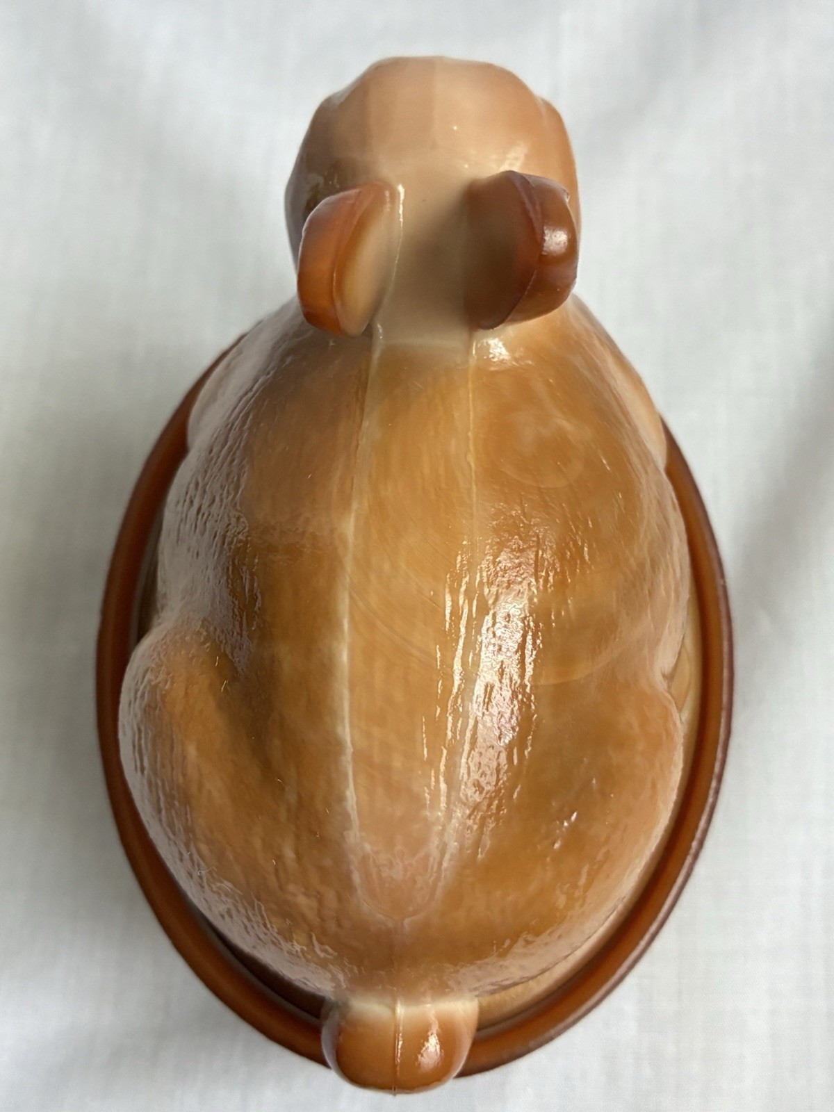 Vintage Fenton Chocolate Slag Bunny Rabbit On Nest 100 Year Anniversary