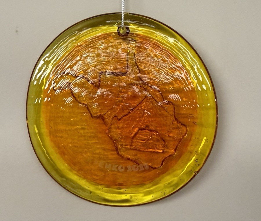 Blenko Glass Suncatcher – WV Take Me Home – Tangerine
