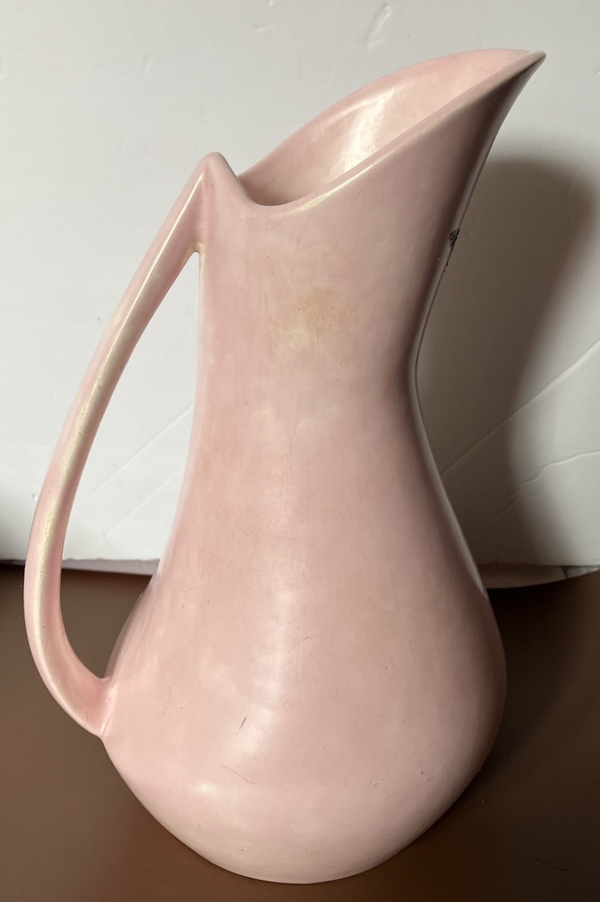 Vintage Kaolena China Pottery Ewer Style Vase Dogwood California 10 Inches