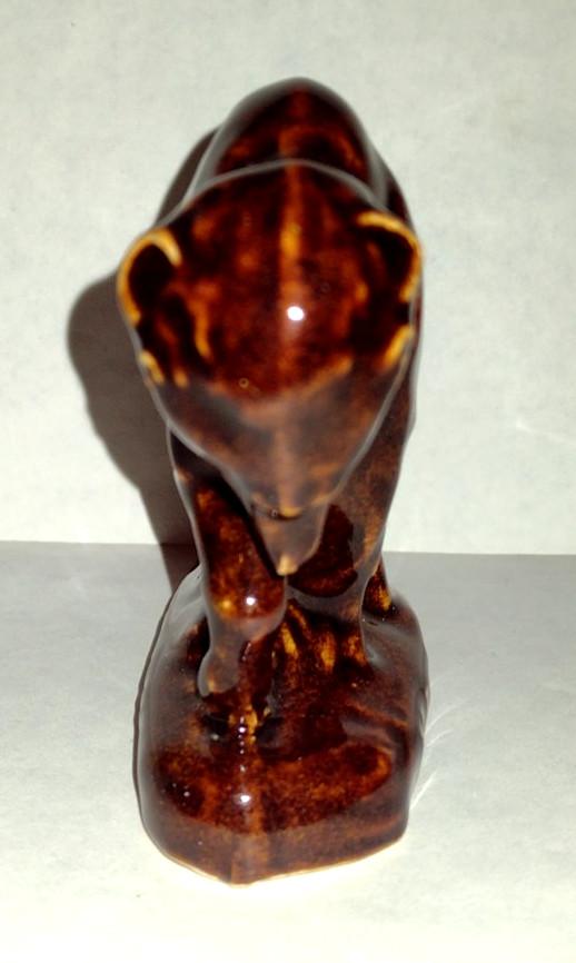 Rosemeade North Dakota Art Pottery Ceramic Buffalo Bison Figurine ND 3 1/2″ Tall