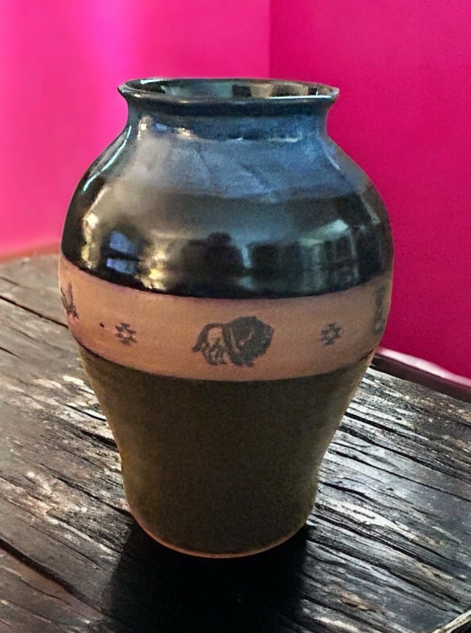 10″ Kokopelli Aztec VASE by Always Azul Pottery in Villa Grove Colorado