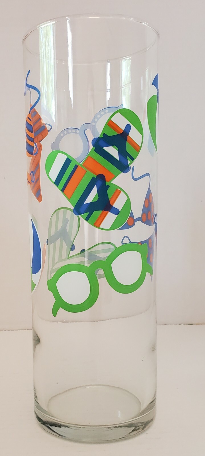 Clear Glass Vase Bikini Flip Flop Beach Ball Summer Fun sun glasses summertime