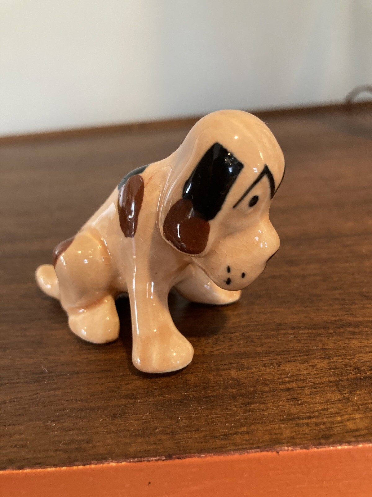 Vintage Grindley Ware Dog Figurine Folk Art Hound 1930s Sebring Ohio Pottery